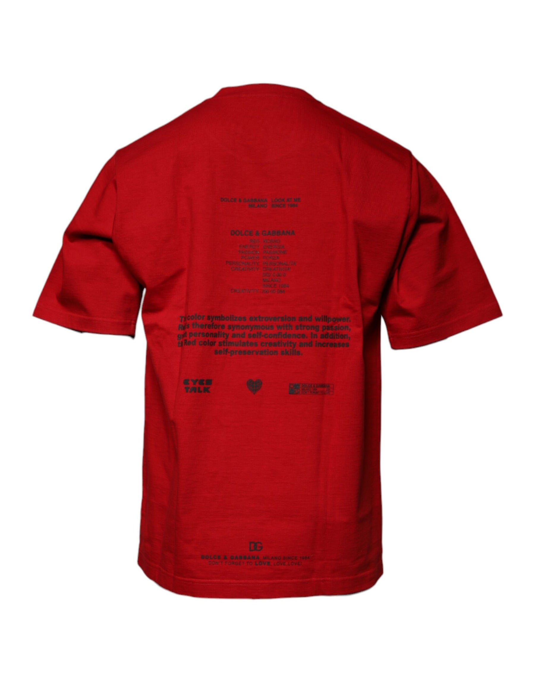 Dolce & Gabbana Red DG Eye Cotton Crew Neck T-shirt | Regal Royce