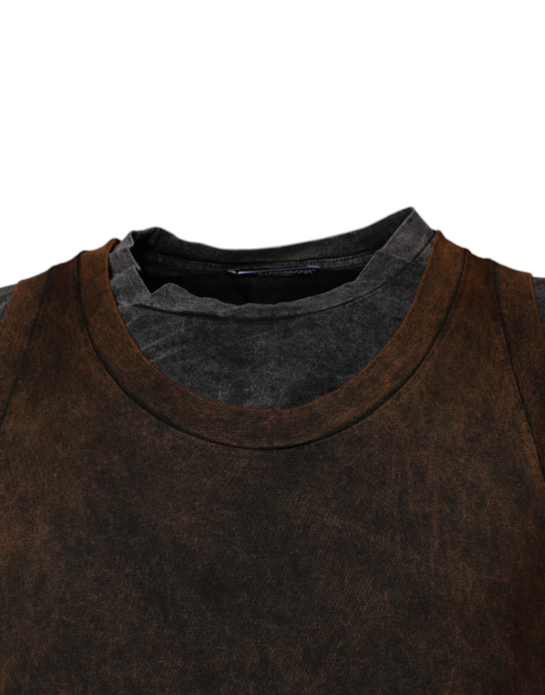 Dolce & Gabbana Brown Cotton Round Neck Sleeveless T-shirt | Regal Royce