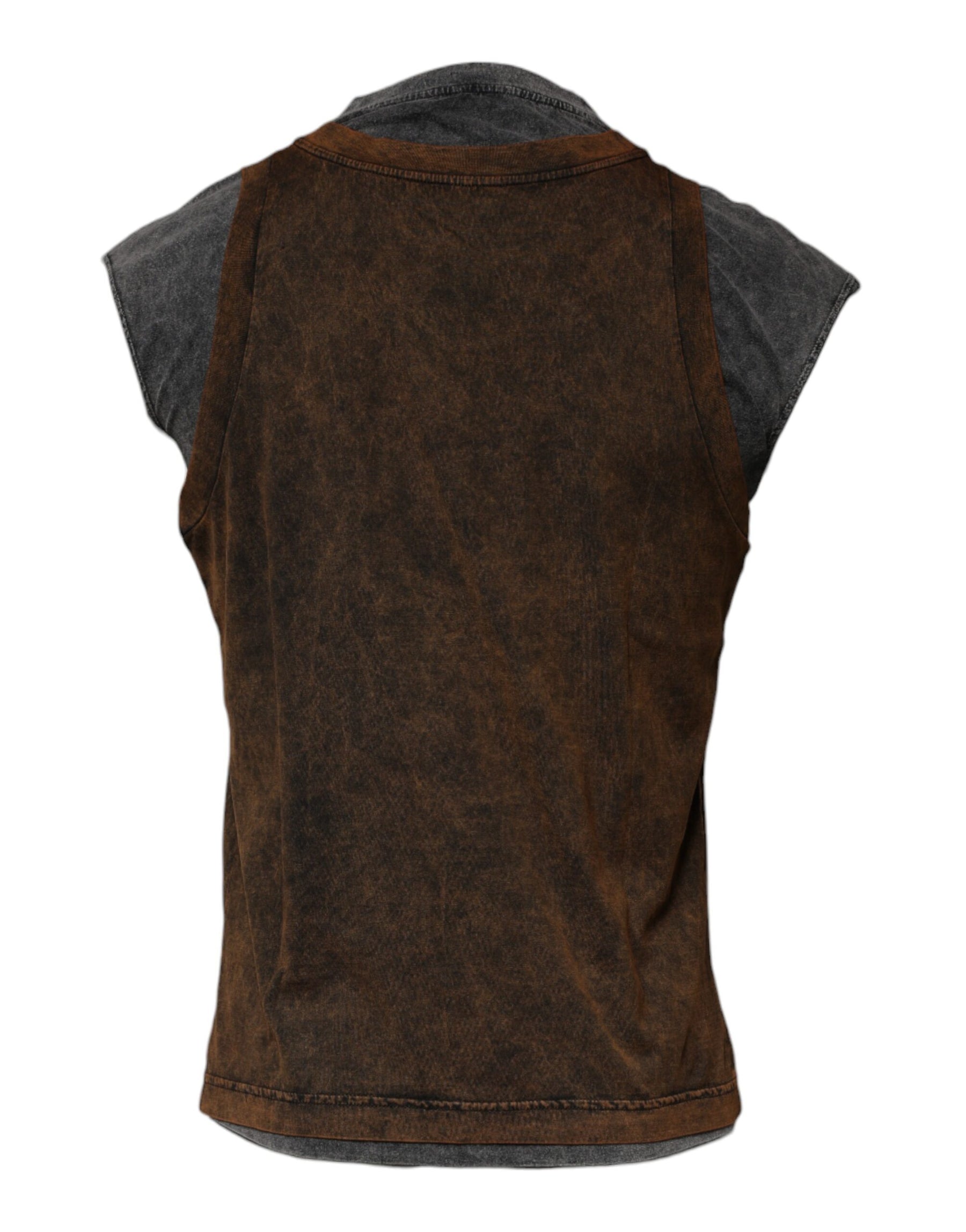 Dolce & Gabbana Brown Cotton Round Neck Sleeveless T-shirt | Regal Royce