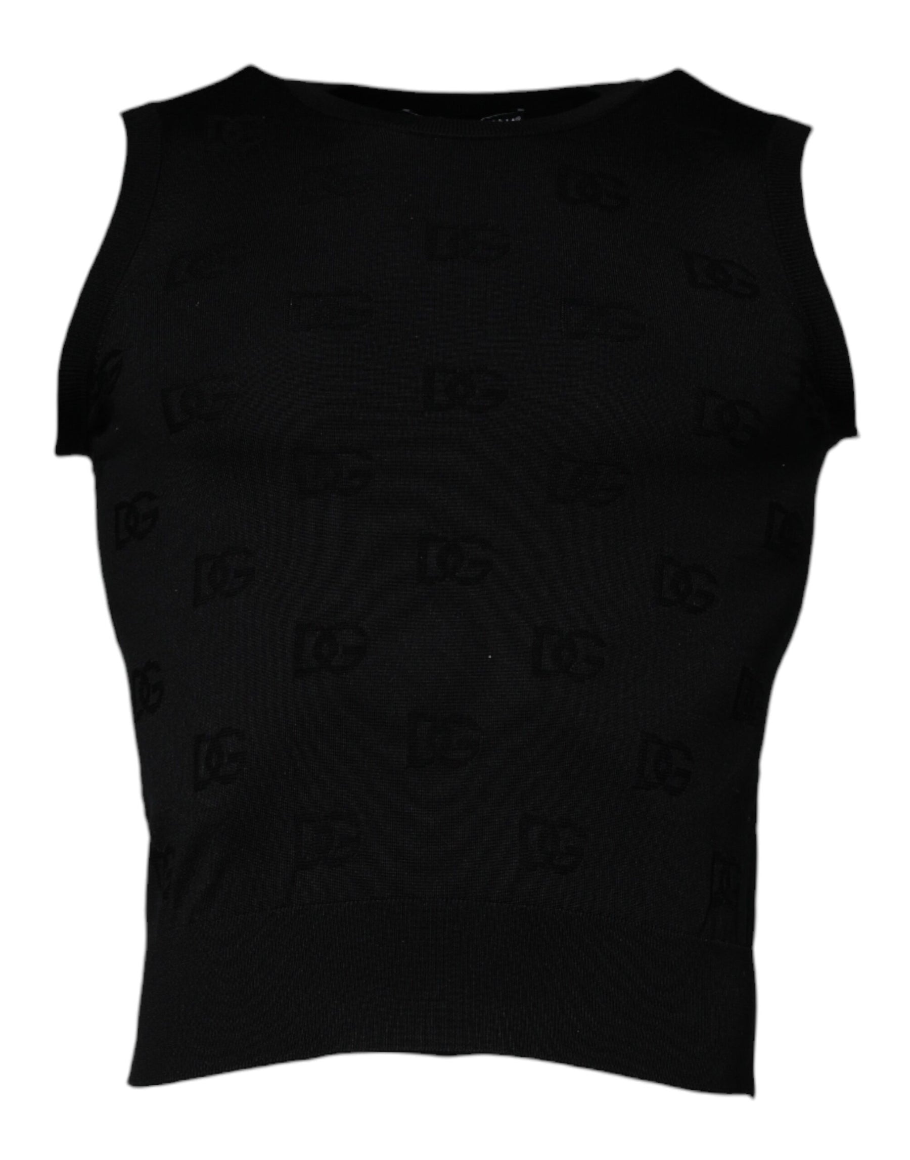 Dolce & Gabbana Black Silk Round Neck Sleeveless T-shirt | Regal Royce