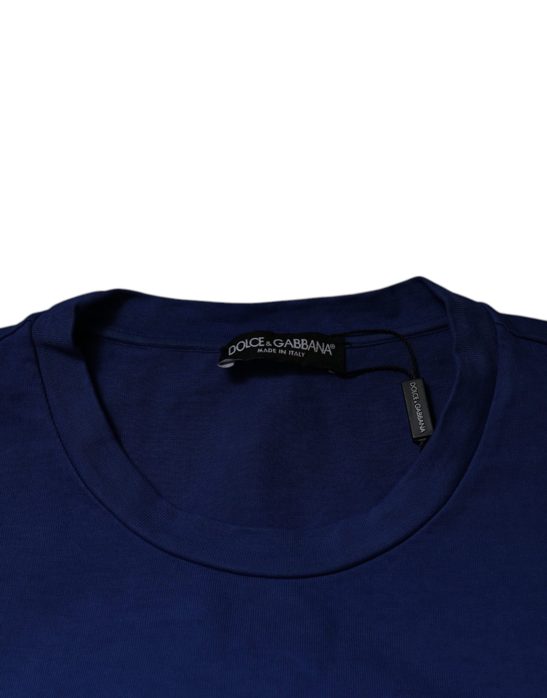 Dolce & Gabbana Blue Graphic Print Cotton Crew Neck T-shirt | Regal Royce