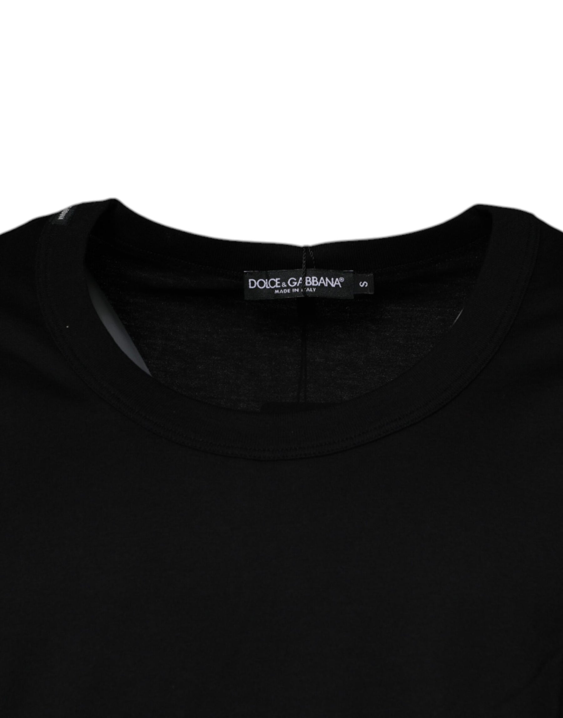 Dolce & Gabbana Black Cotton Round Neck Sleeveless T-shirt | Regal Royce