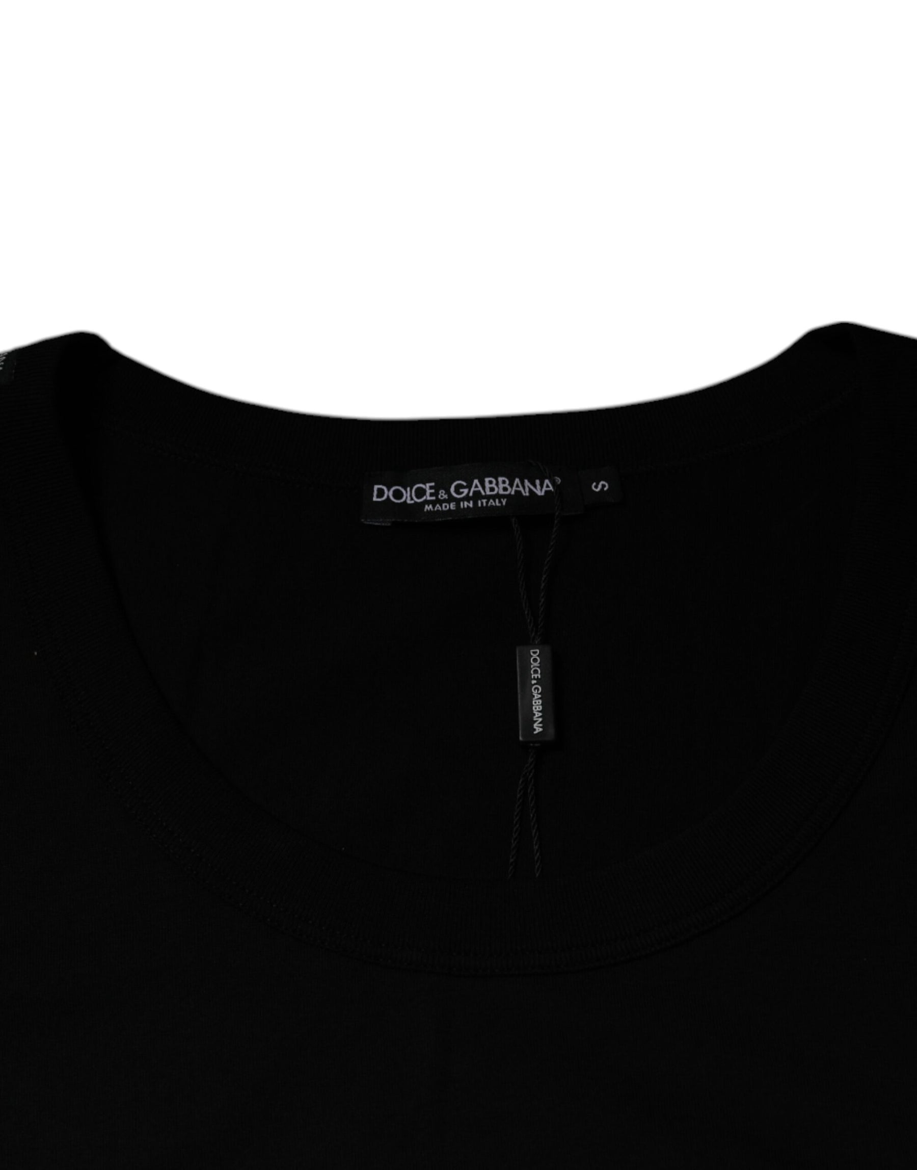 Dolce & Gabbana Black Cotton Round Neck Sleeveless T-shirt | Regal Royce