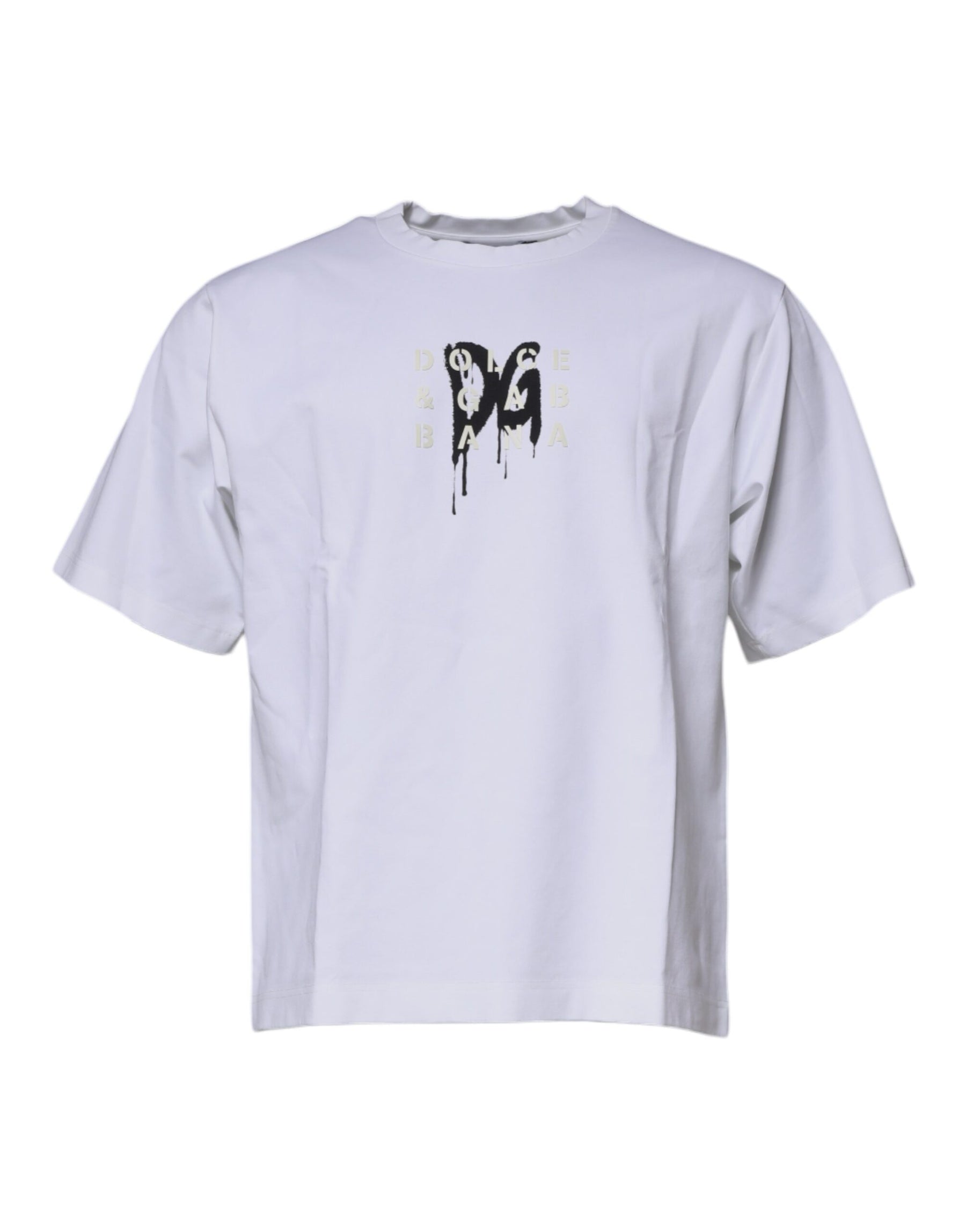 Dolce & Gabbana White DG Logo Cotton Crew Neck T-shirt | Regal Royce