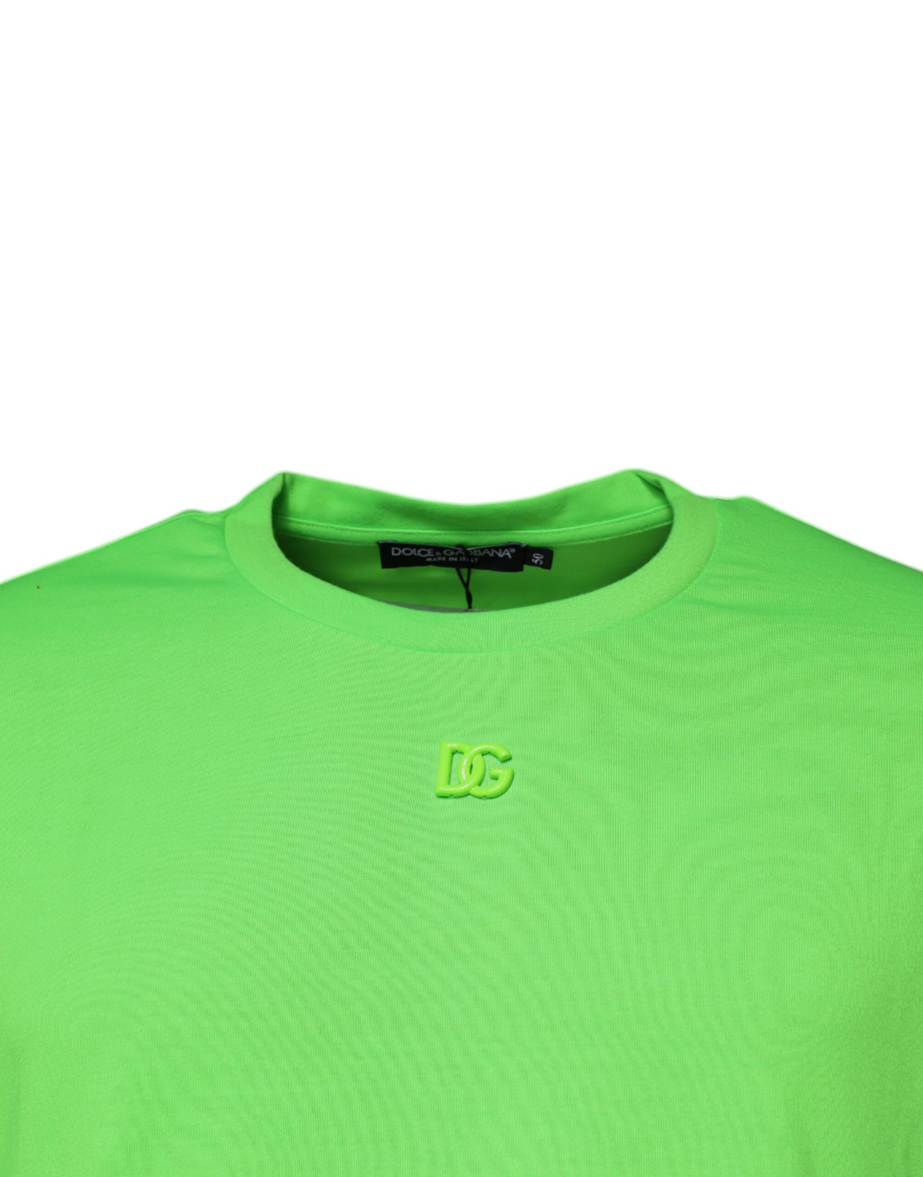 Dolce & Gabbana Green DG Logo Cotton Crew Neck T-shirt | Regal Royce