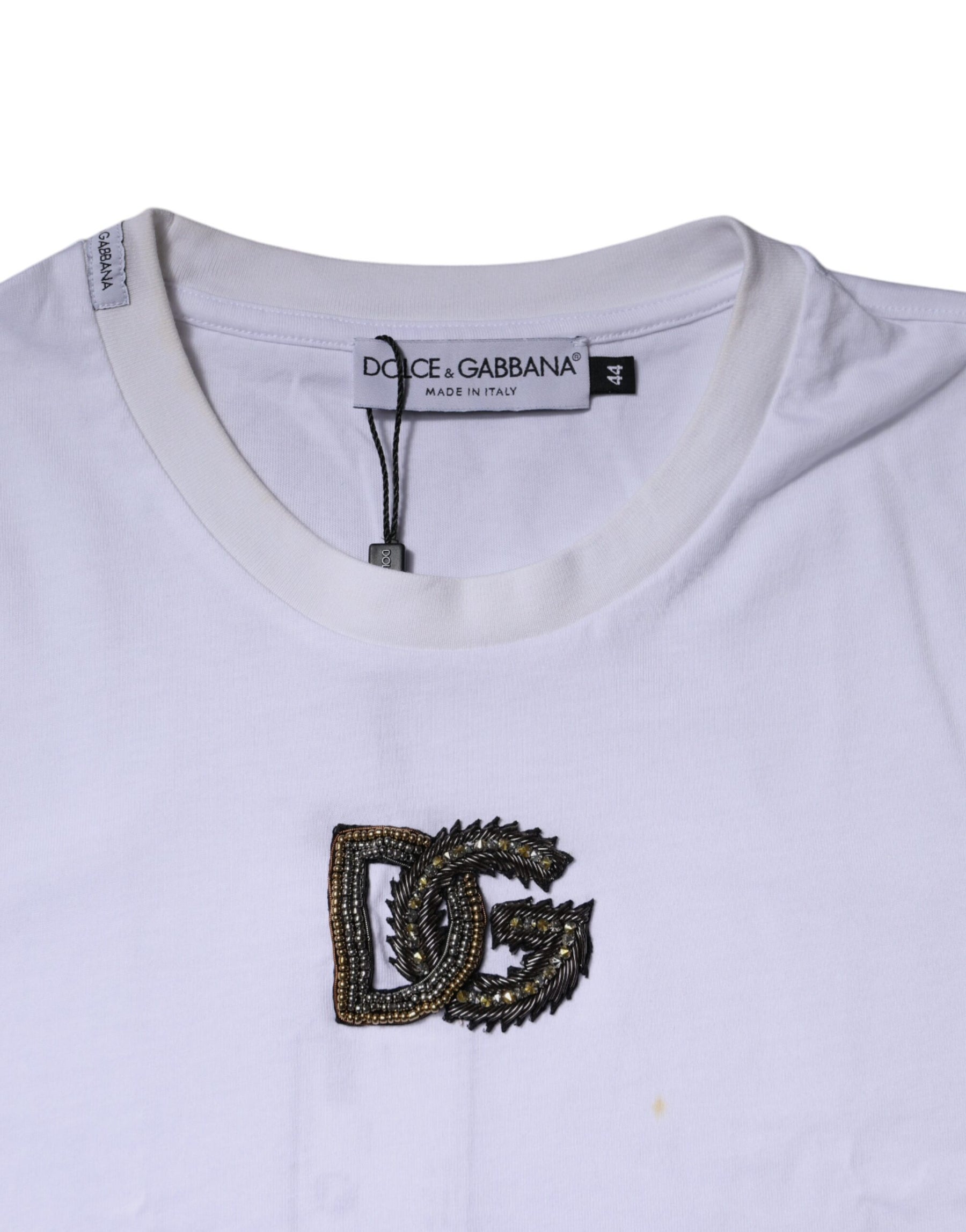 Dolce & Gabbana White DG Logo Cotton Crew Neck T-shirt | Regal Royce