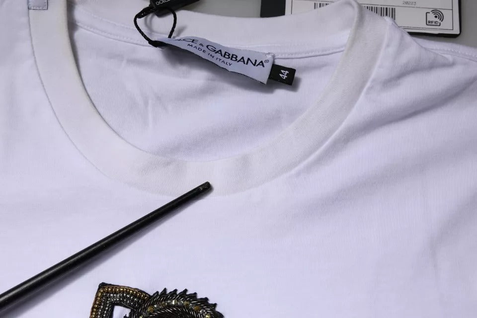 Dolce & Gabbana White DG Logo Cotton Crew Neck T-shirt | Regal Royce