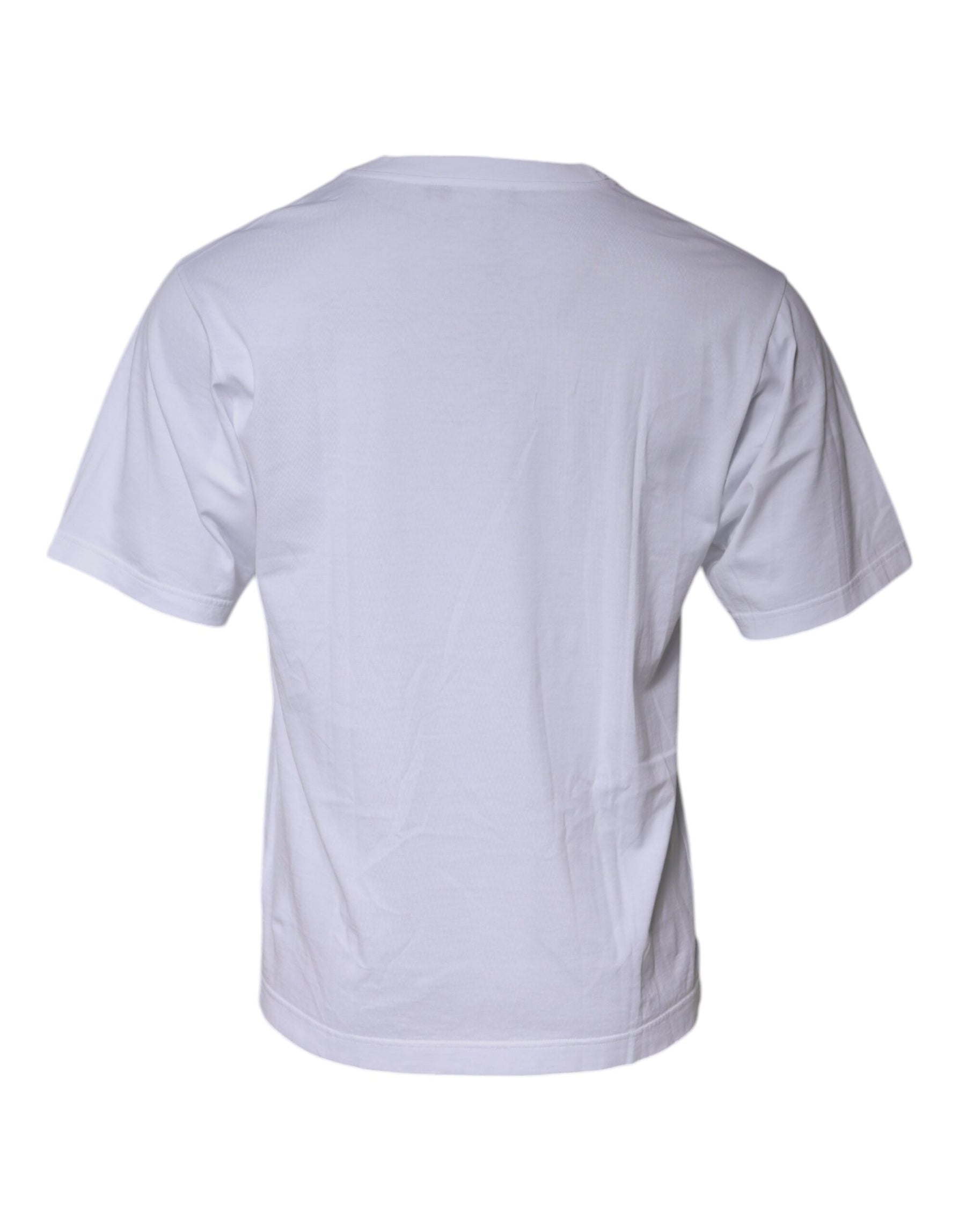 Dolce & Gabbana White Graphic Print Cotton Crew Neck T-shirt | Regal Royce