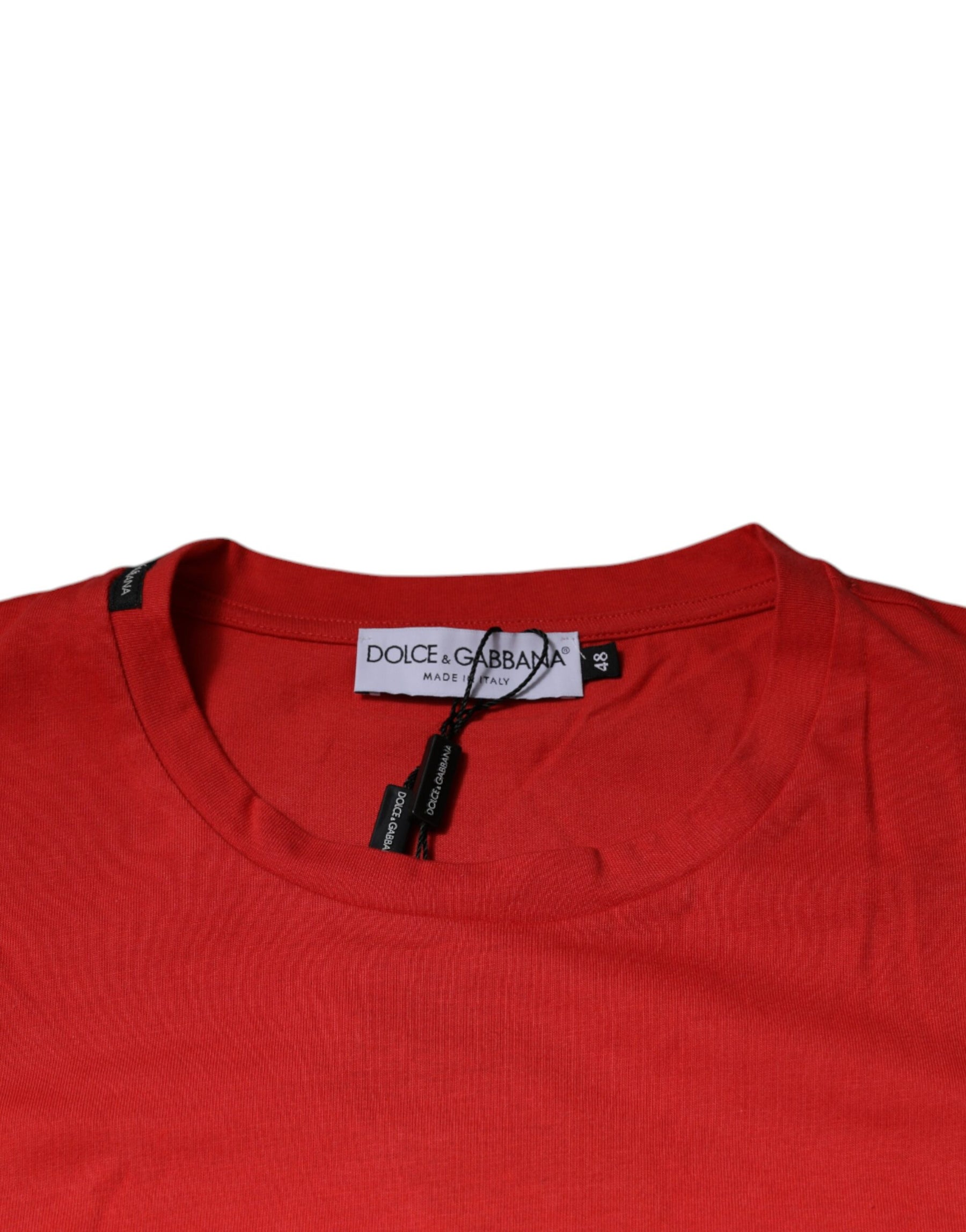 Dolce & Gabbana Red DG Logo Cotton Crew Neck T-shirt | Regal Royce