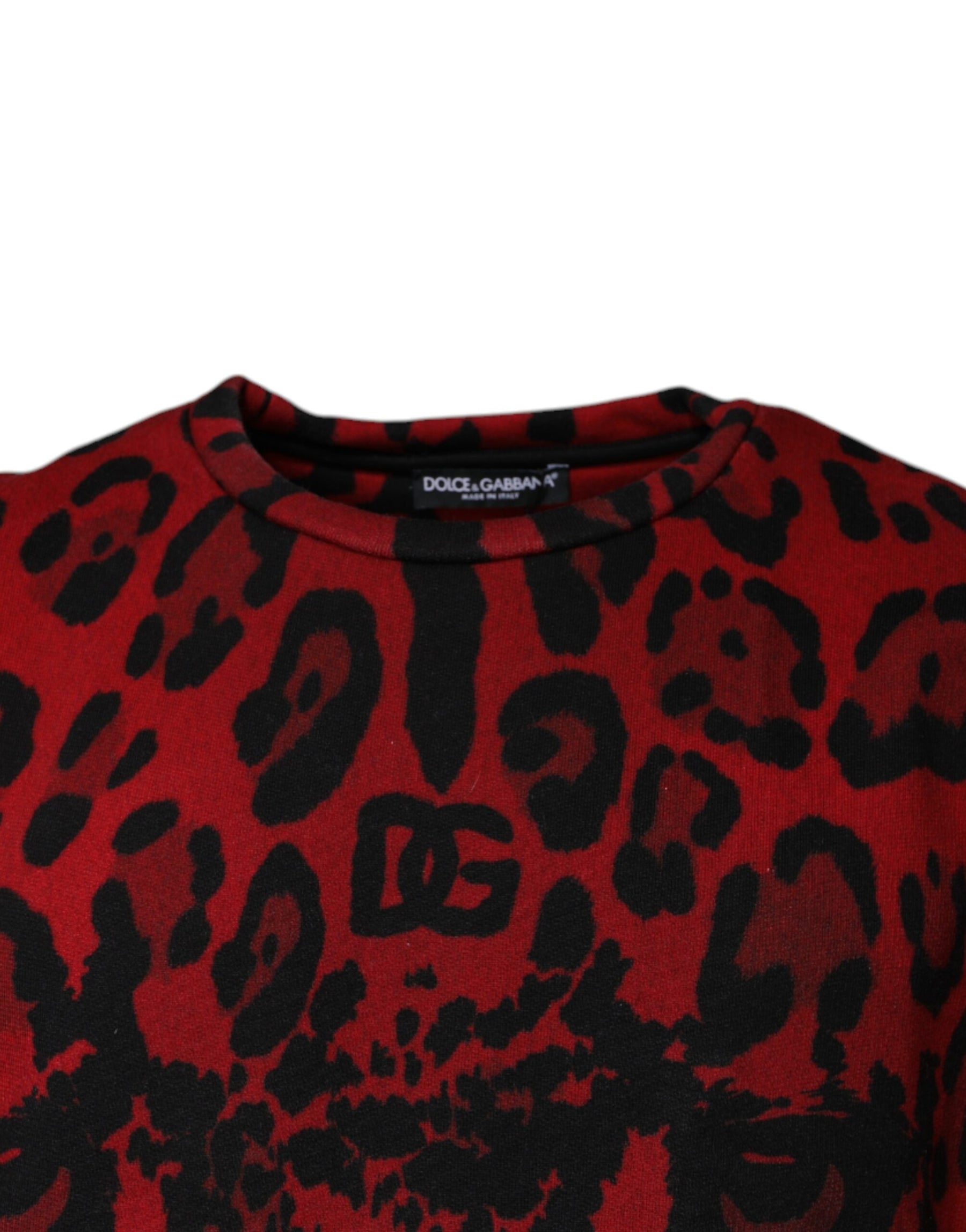 Dolce & Gabbana Red Leopard Print Cotton Sleeveless T-shirt | Regal Royce