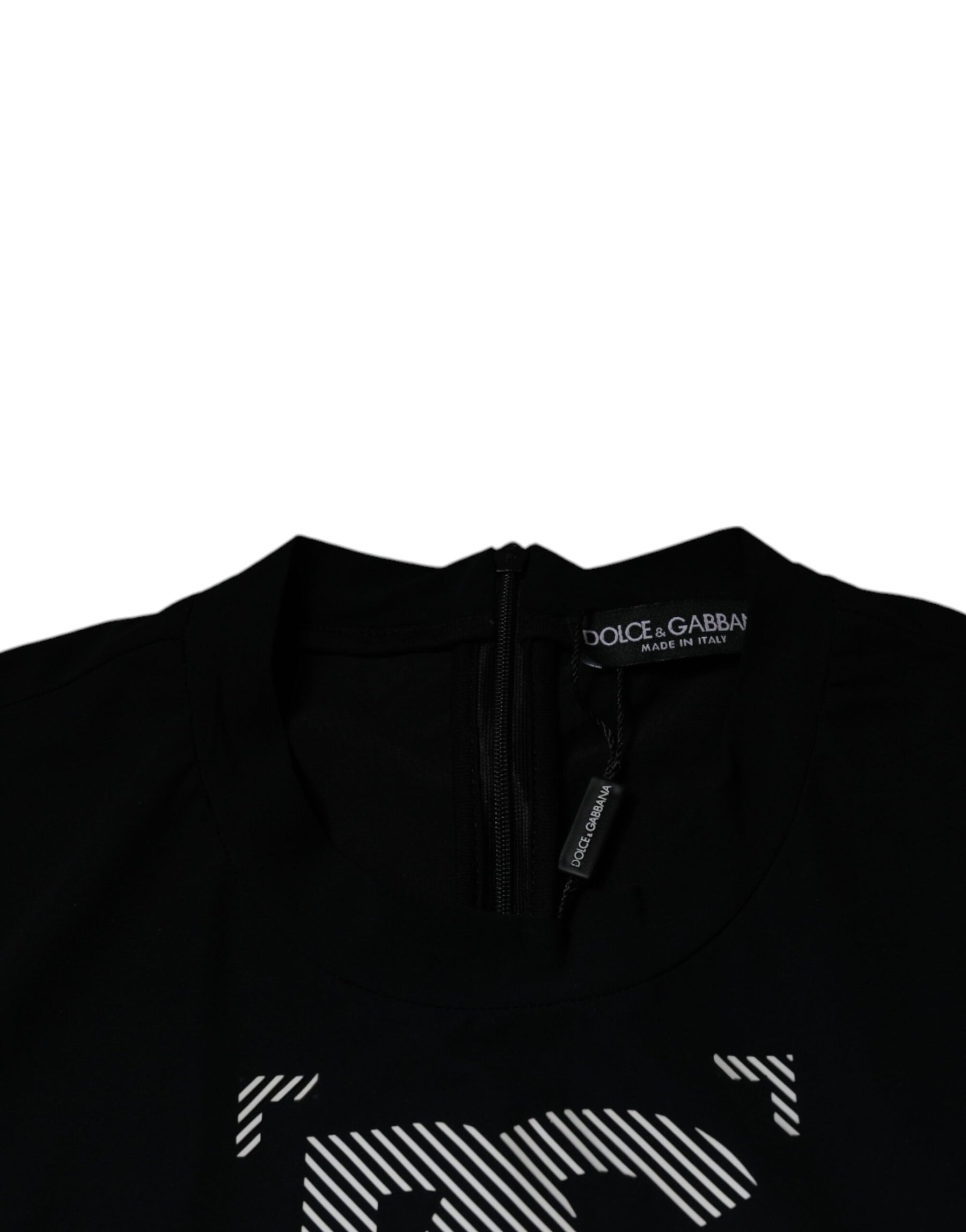 Dolce & Gabbana Black Graphic Print Nylon Crew Neck T-shirt | Regal Royce