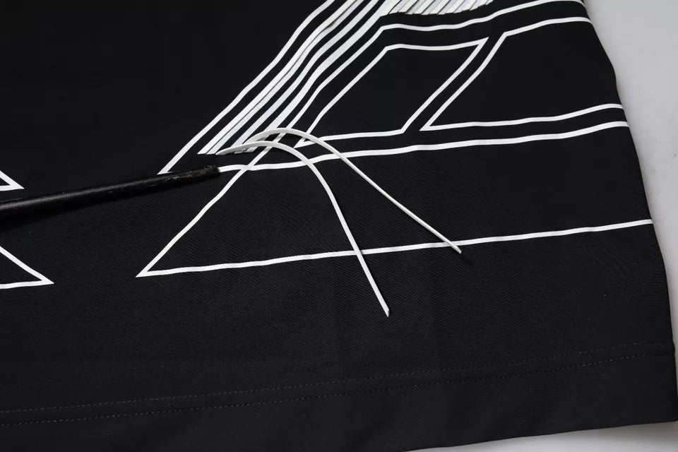 Dolce & Gabbana Black Graphic Print Nylon Crew Neck T-shirt | Regal Royce