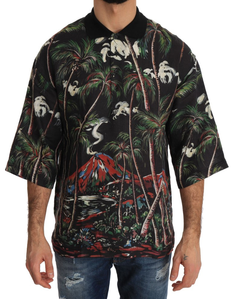 Dolce & Gabbana Black Volcano Sicily Short Sleeve T-Shirt | Regal Royce