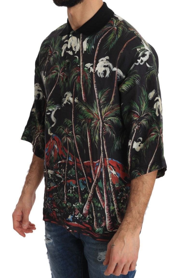 Dolce & Gabbana Black Volcano Sicily Short Sleeve T-Shirt | Regal Royce