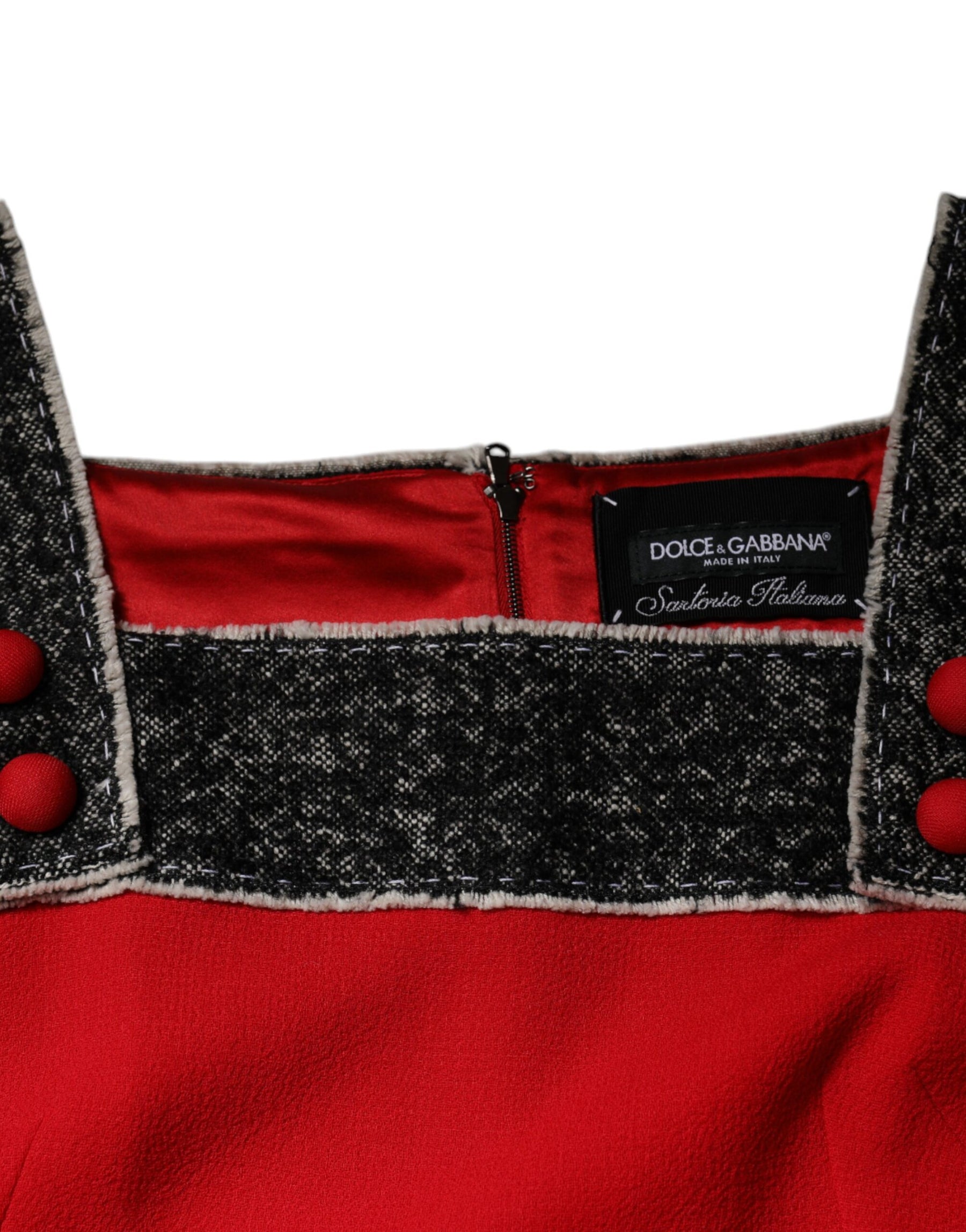 Dolce & Gabbana Red Wool Sleeveless A-line Flared Mini Dress | Regal Royce