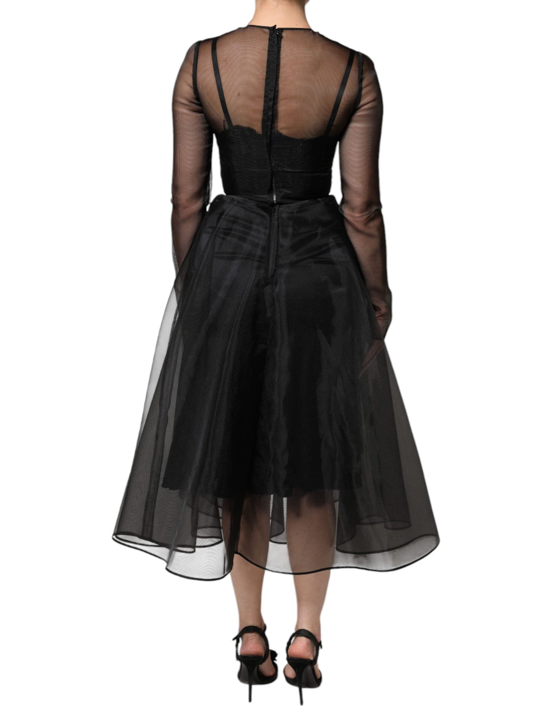 Dolce & Gabbana Black Tulle A-line Midi Cocktail Gown Dress | Regal Royce