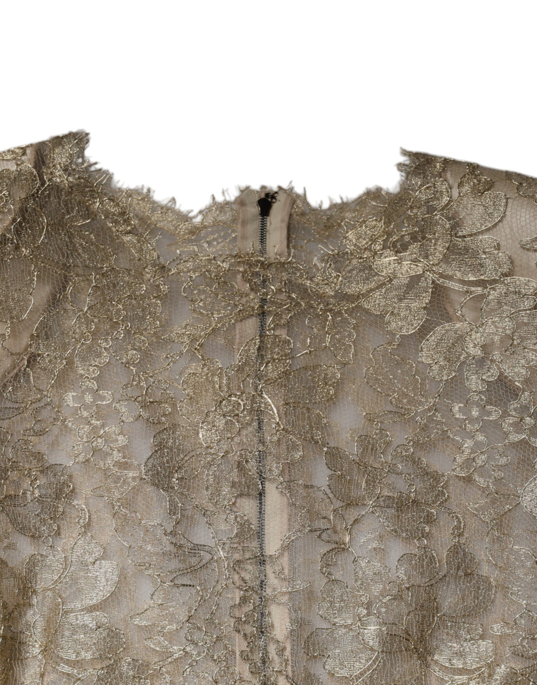 Dolce & Gabbana Gold Floral Lace A-line Sheath Mini Dress | Regal Royce