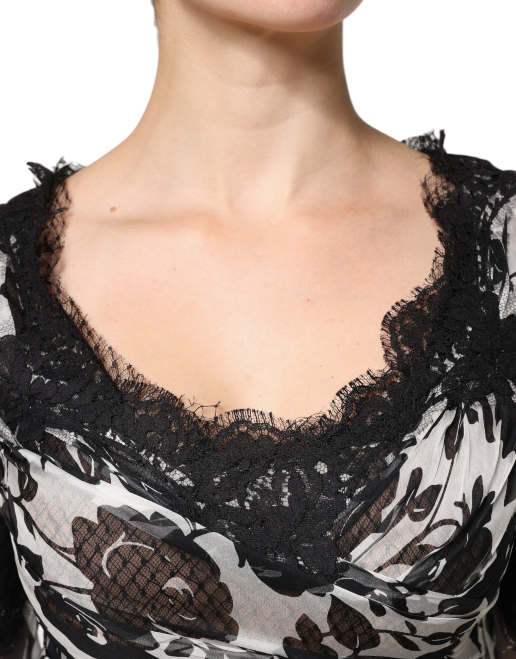 Dolce & Gabbana Black Silk Floral Lace Ricamo Ball Maxi Dress | Regal Royce