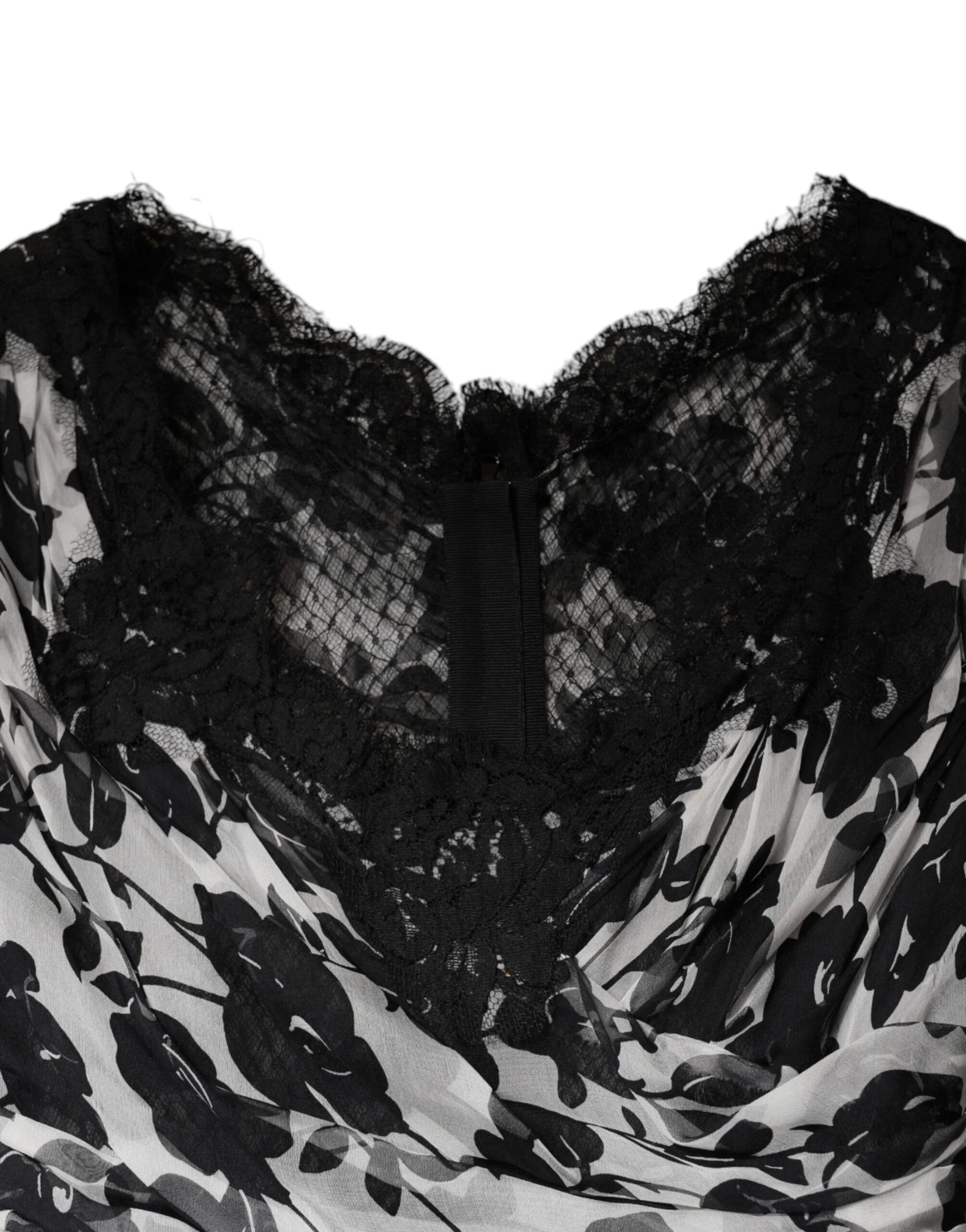 Dolce & Gabbana Black Silk Floral Lace Ricamo Ball Maxi Dress | Regal Royce