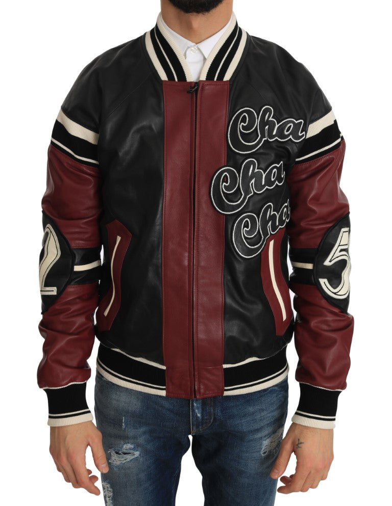 Dolce & Gabbana Leather Club Lounge Black Red Jacket | Regal Royce