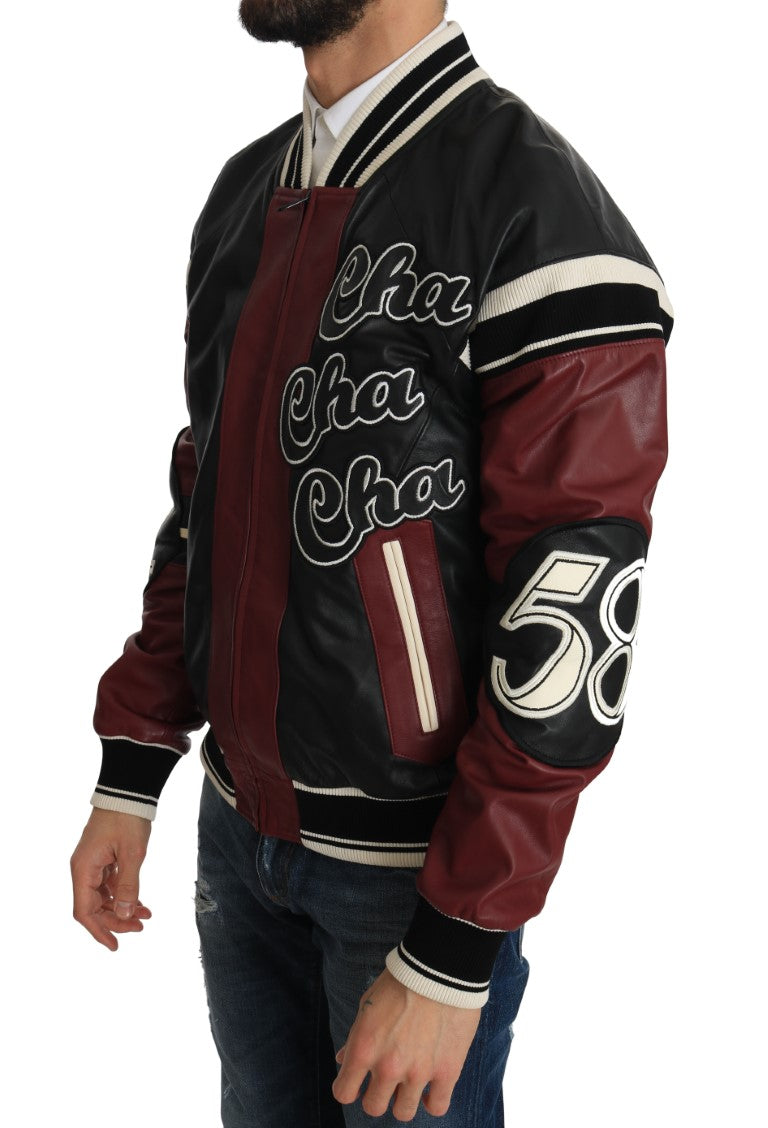Dolce & Gabbana Leather Club Lounge Black Red Jacket | Regal Royce