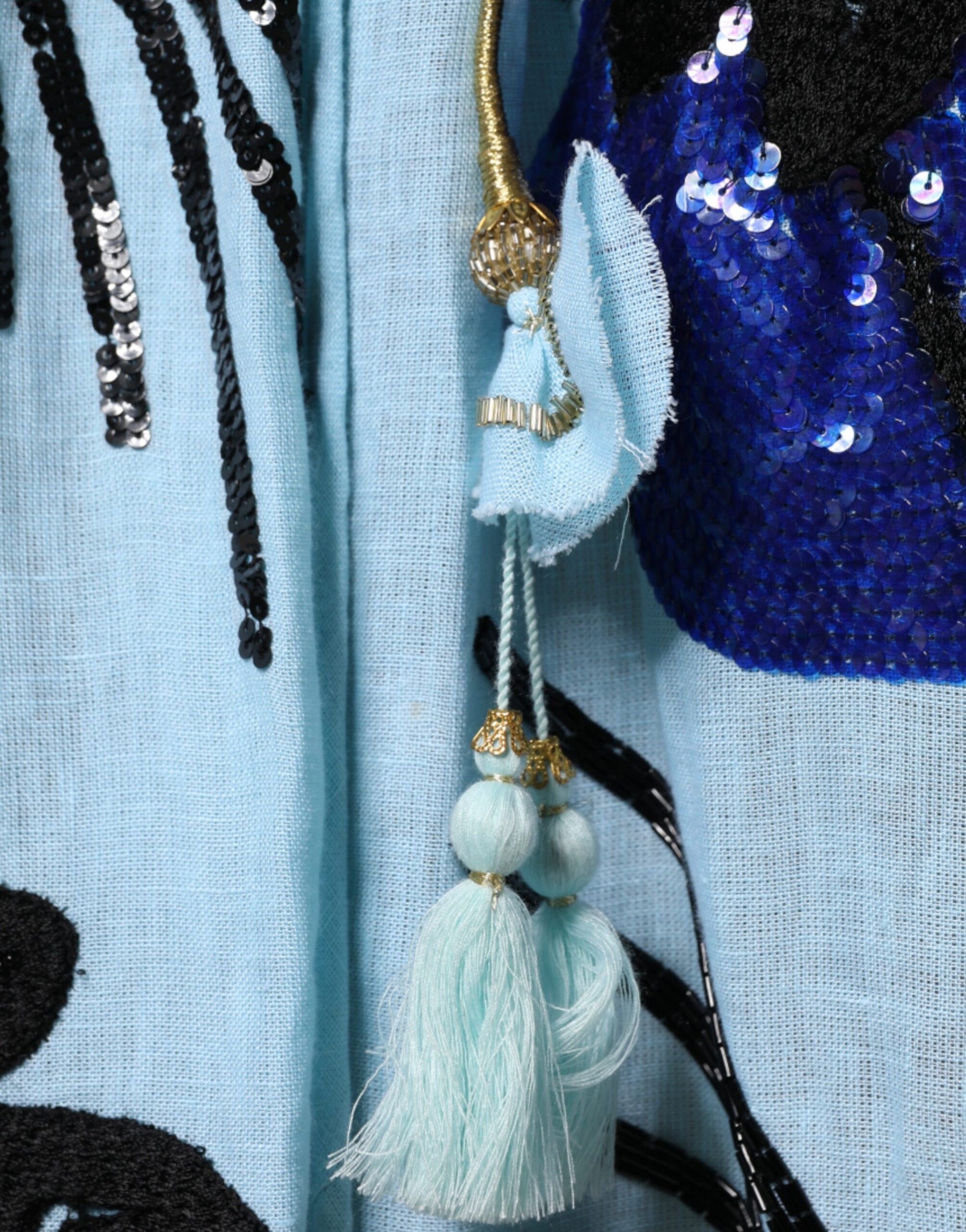 Christian Pellizzari Light Blue Floral Embellished Shirt Maxi Dress | Regal Royce