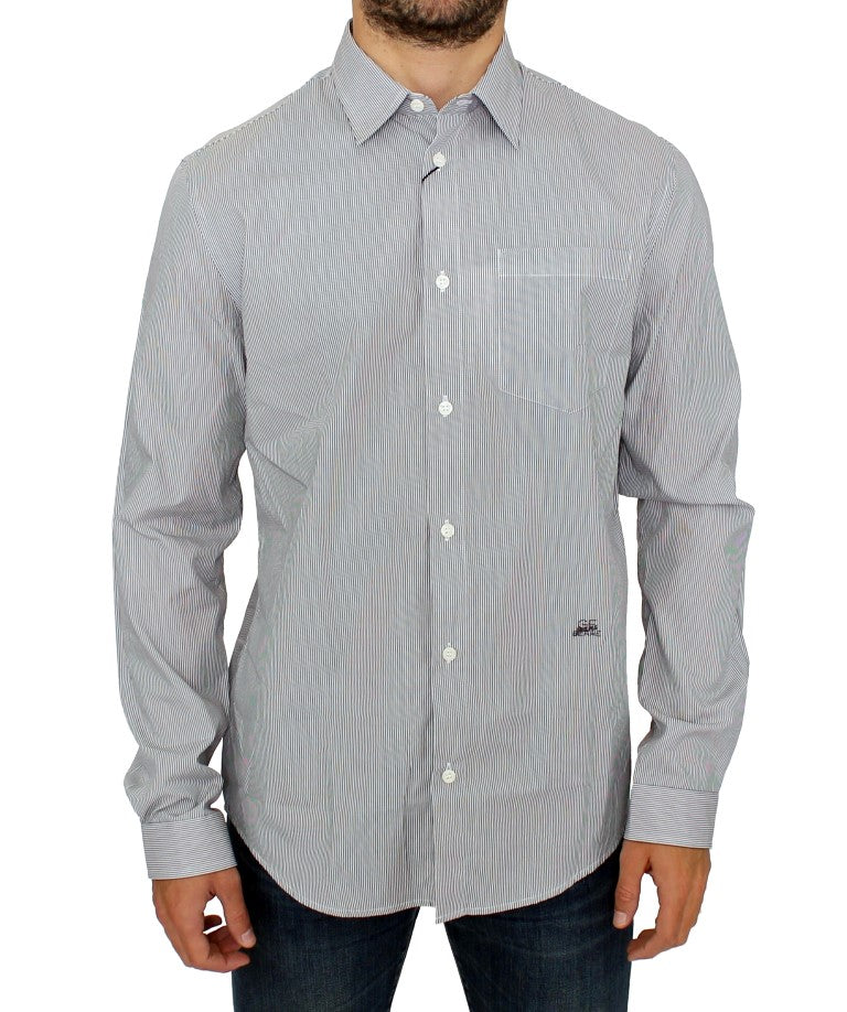 GF Ferre Gray Striped Cotton Casual Shirt | Regal Royce