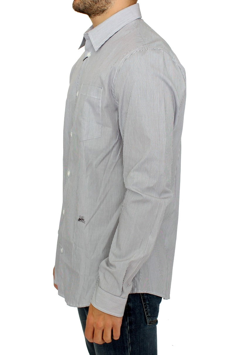GF Ferre Gray Striped Cotton Casual Shirt | Regal Royce