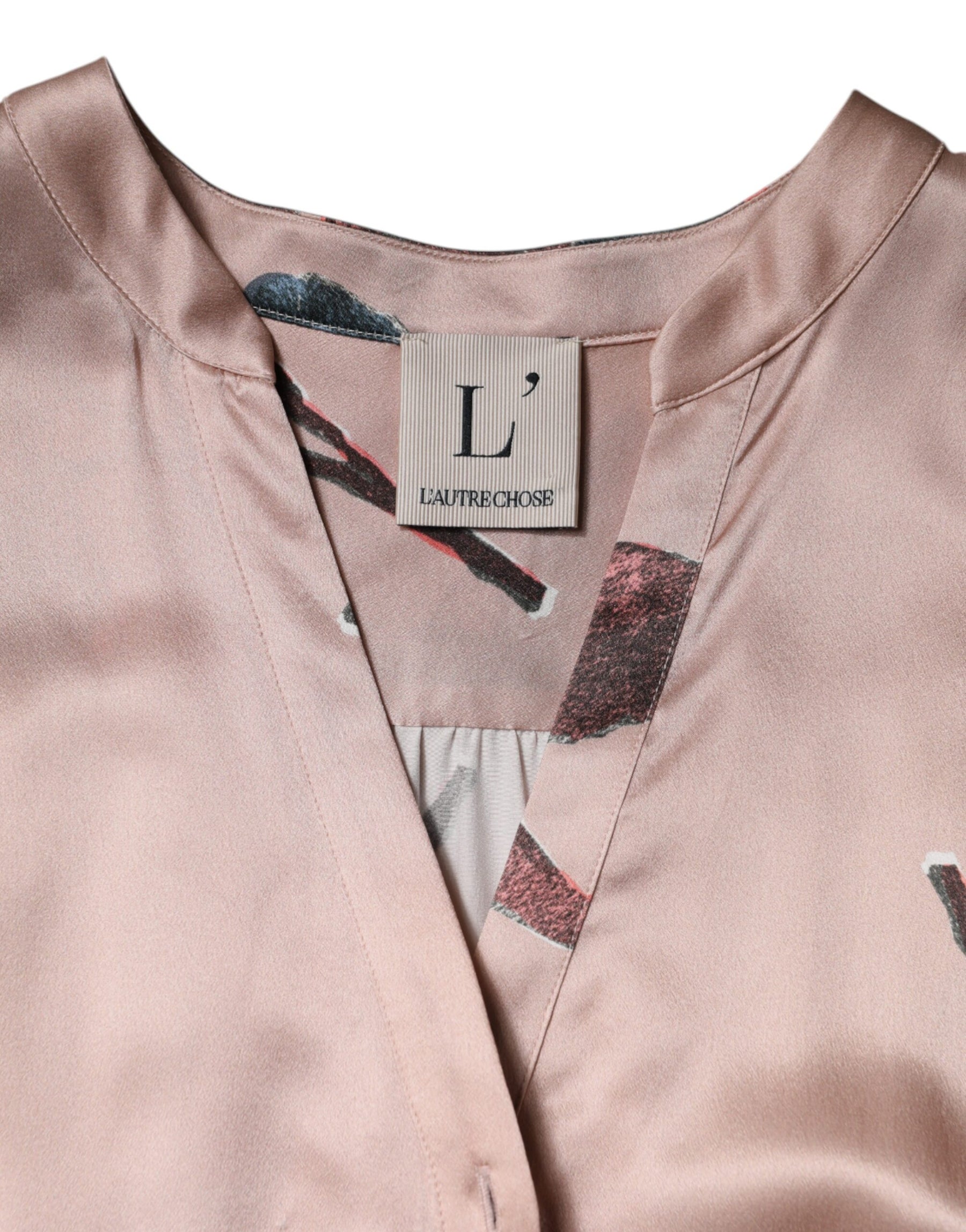 L'Autre Chose Pink Satin Floral Long Sleeves A-line Midi Dress | Regal Royce