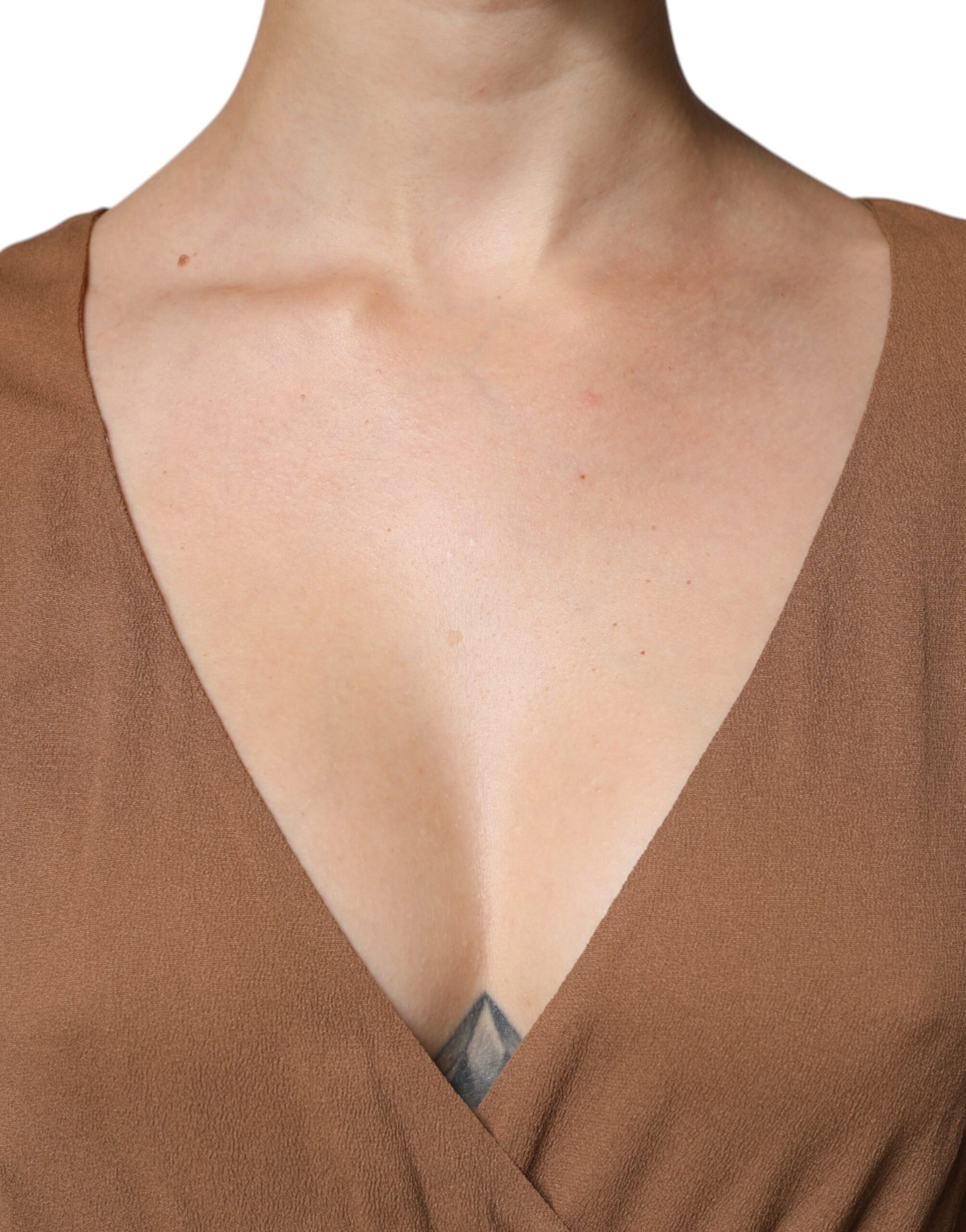 Fabiana Filippi Brown Sleeveless Deep V-neck A-line Long Maxi Dress | Regal Royce