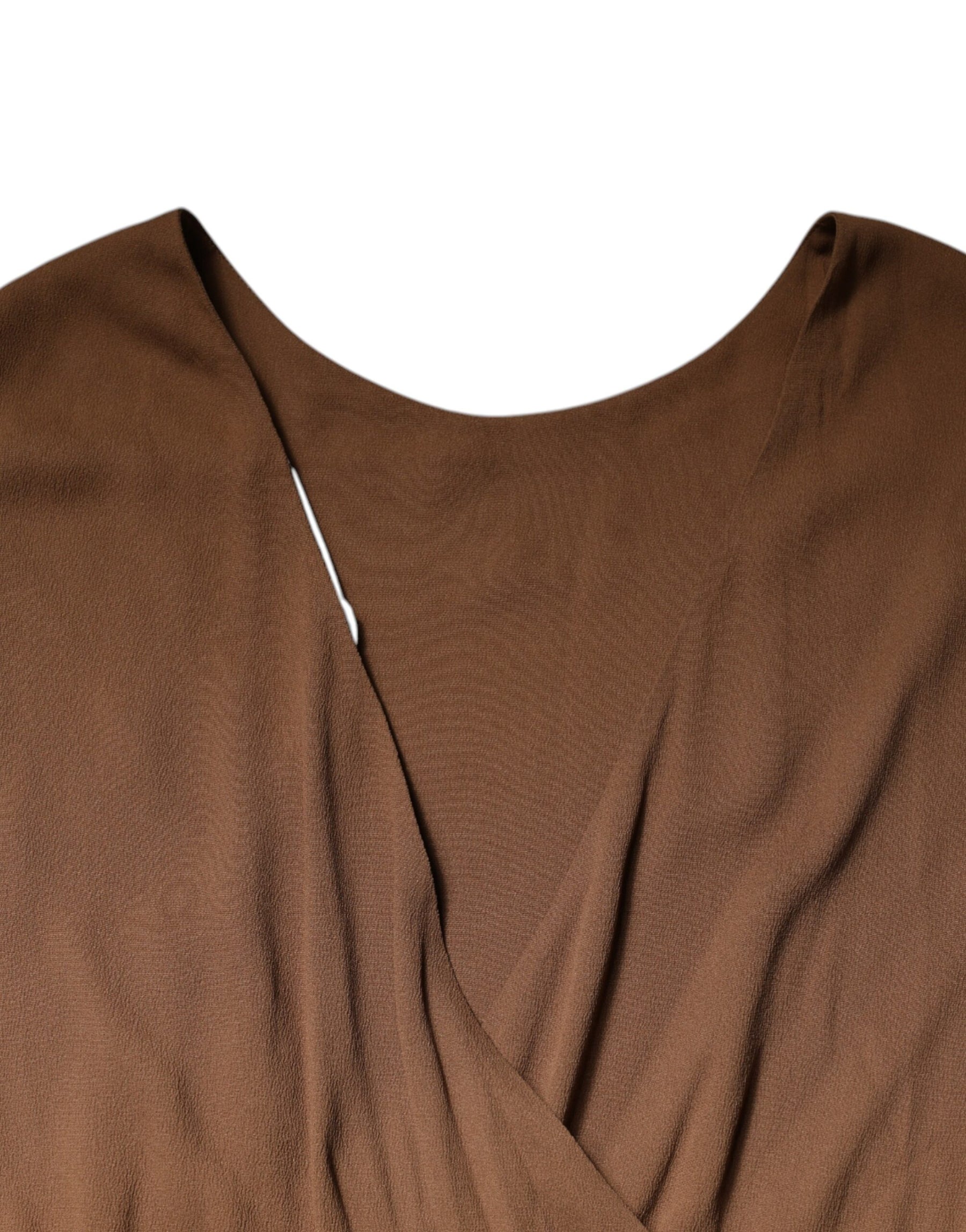 Fabiana Filippi Brown Sleeveless Deep V-neck A-line Long Maxi Dress | Regal Royce