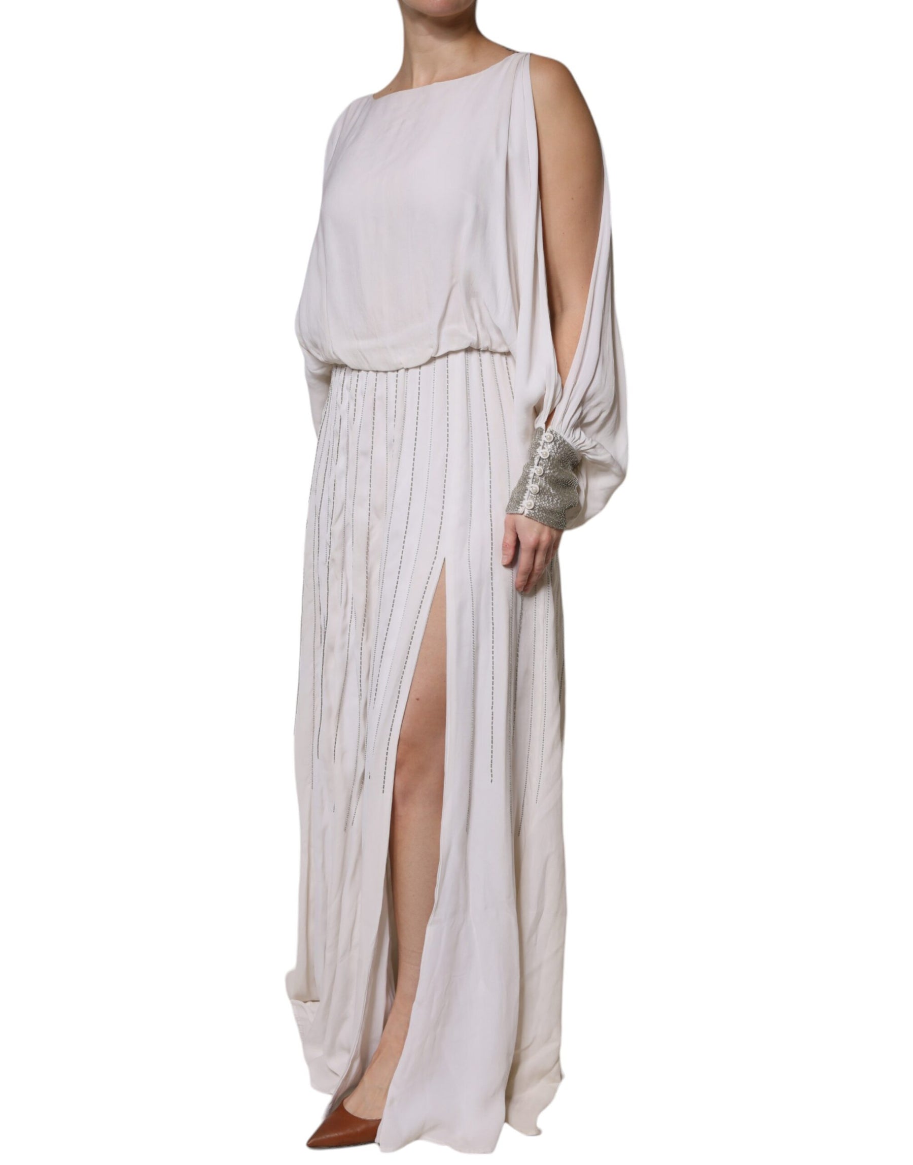 Christian Pellizzari Off White Embellished Long Maxi Dress | Regal Royce