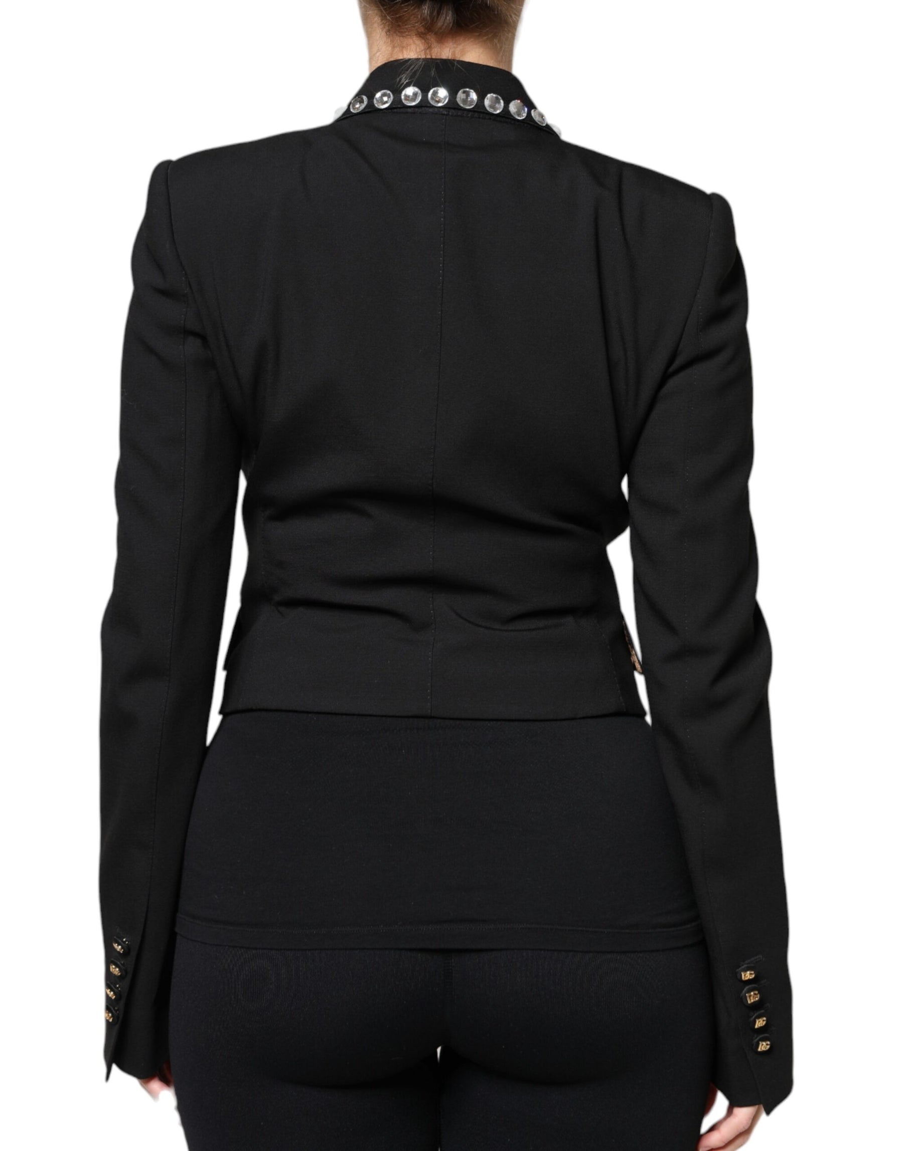Dolce & Gabbana Black Crystal Double Breasted Blazer Jacket | Regal Royce