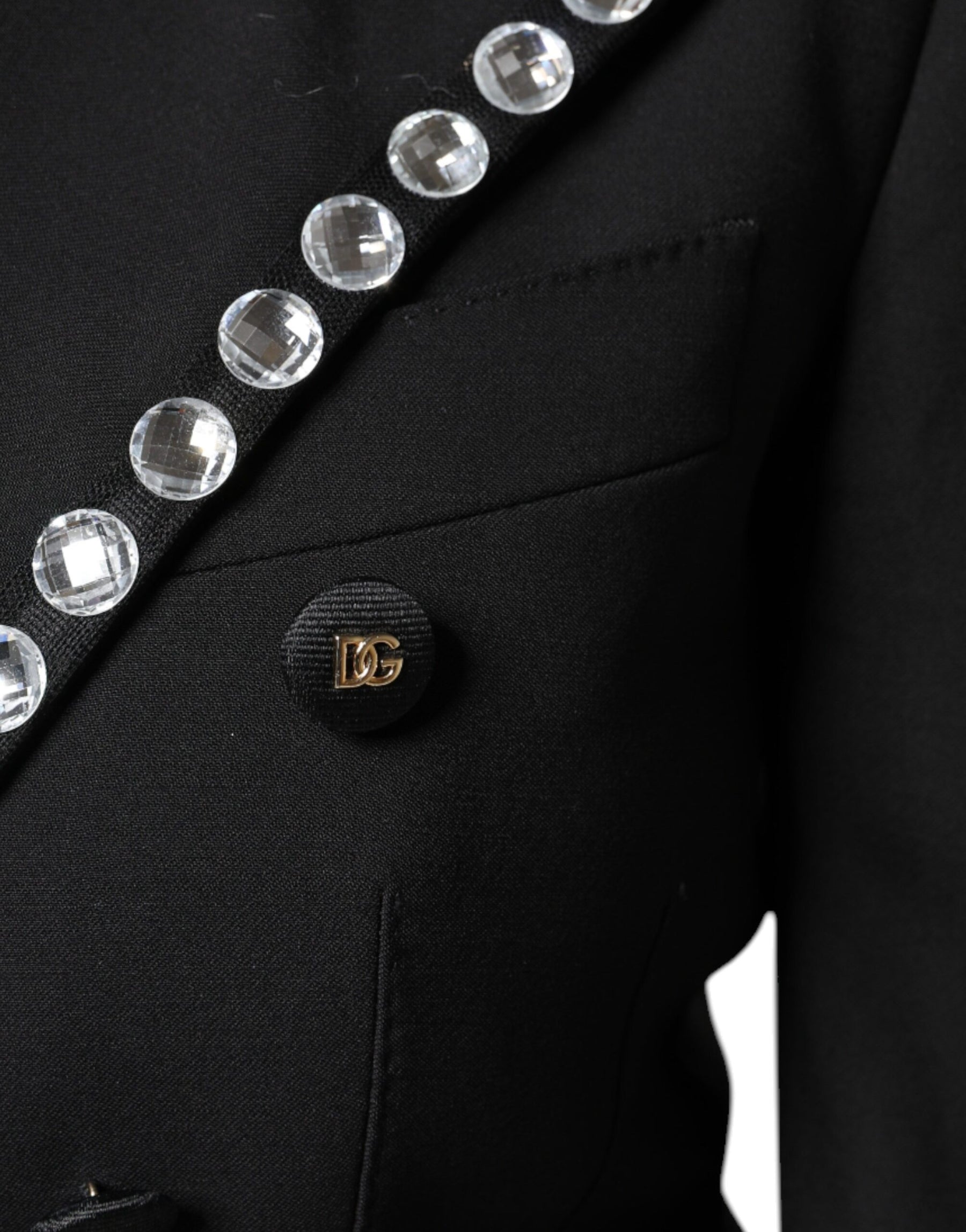 Dolce & Gabbana Black Crystal Double Breasted Blazer Jacket | Regal Royce