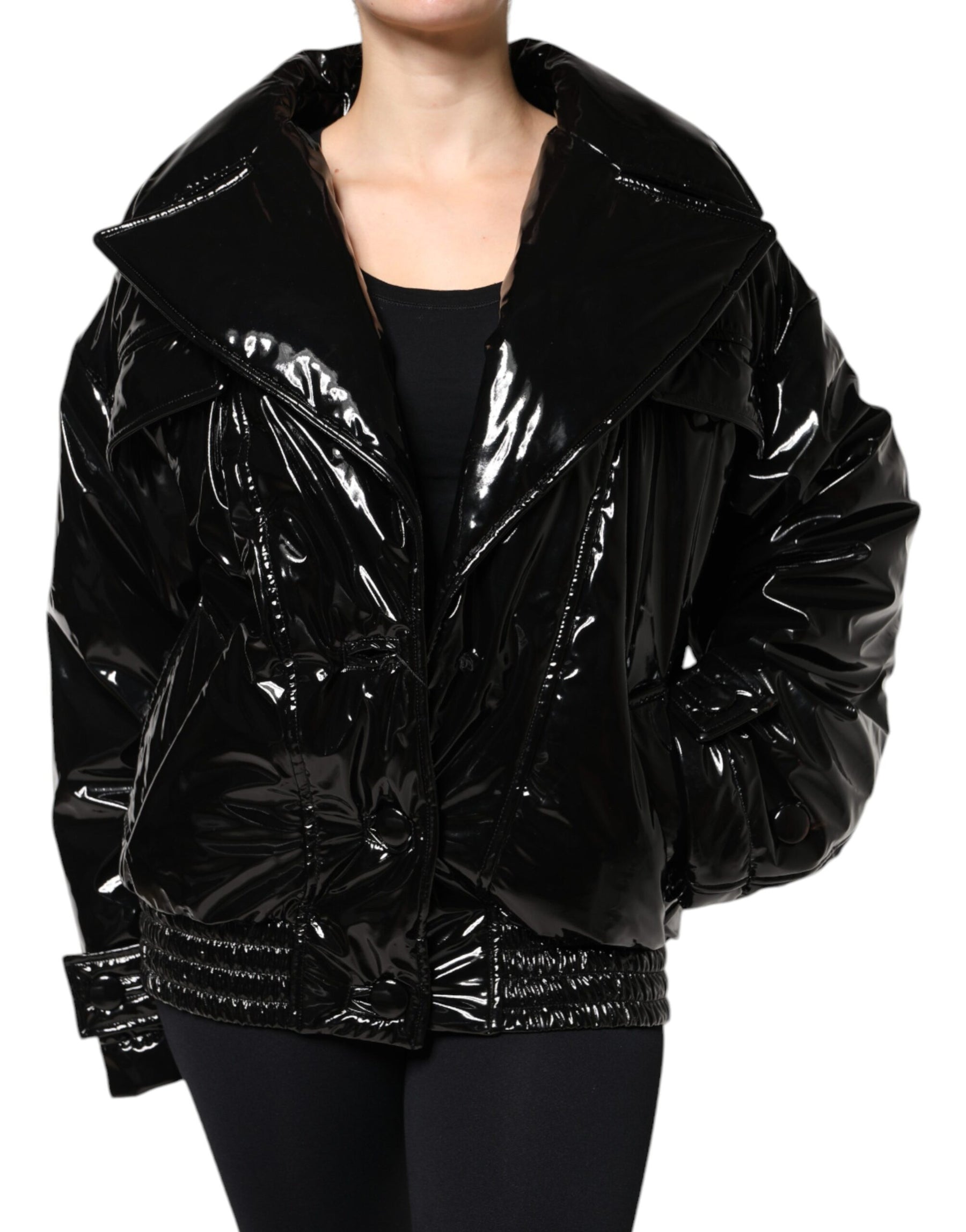 Dolce & Gabbana Black Polyester Button Down Blouson Jacket | Regal Royce