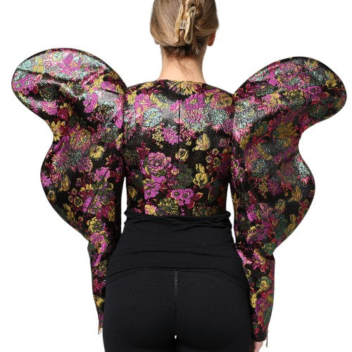 Dolce & Gabbana Multicolor Floral Jacquard Cropped Jacket | Regal Royce