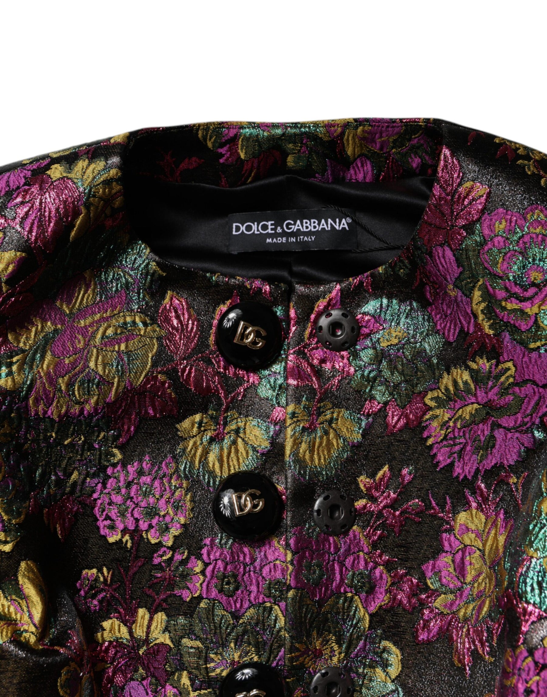 Dolce & Gabbana Multicolor Floral Jacquard Cropped Jacket | Regal Royce