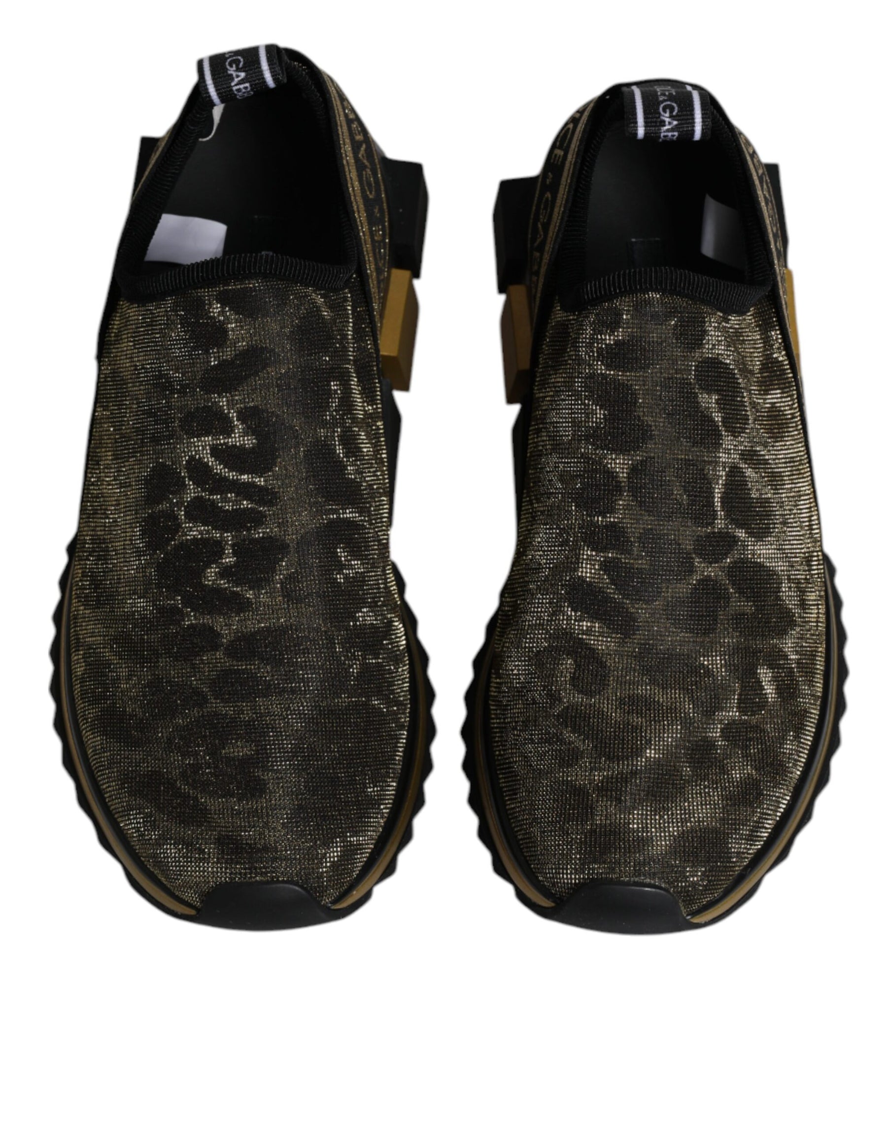 Dolce & Gabbana Gold Glitter Leopard Sorrento Sneakers Shoes | Regal Royce