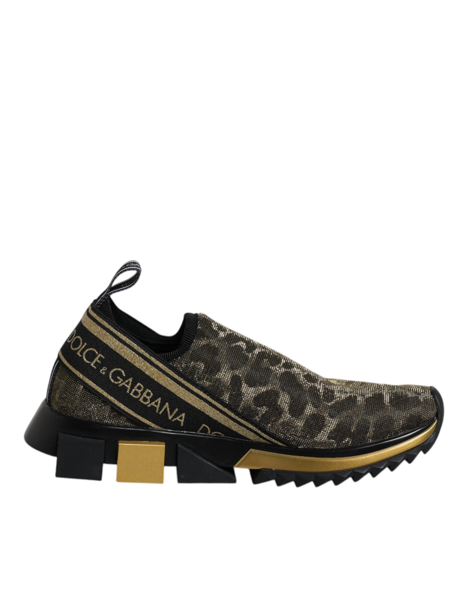 Dolce & Gabbana Gold Glitter Leopard Sorrento Sneakers Shoes | Regal Royce