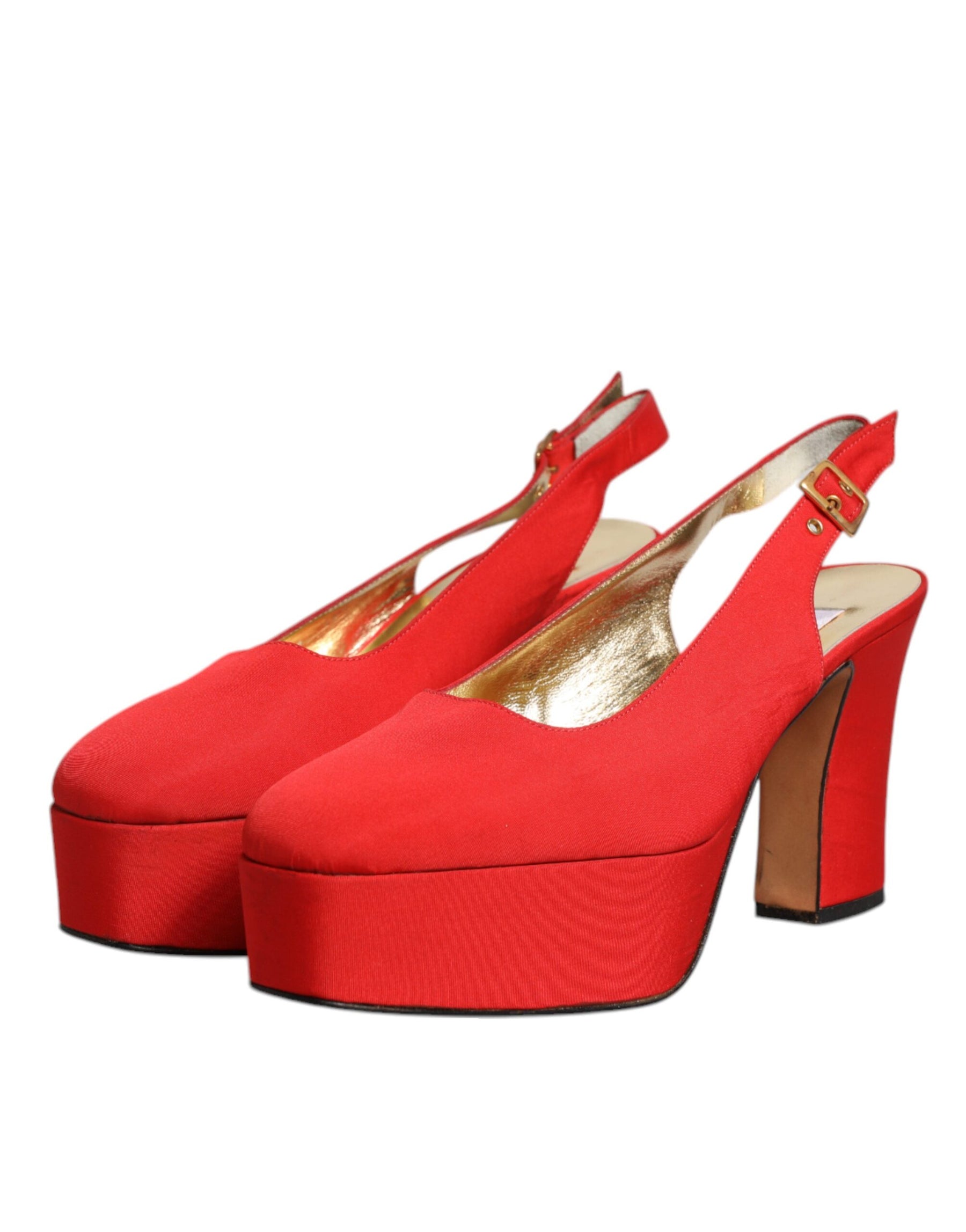 Dolce & Gabbana Red Platform Slingback Heels Sandals Shoes | Regal Royce