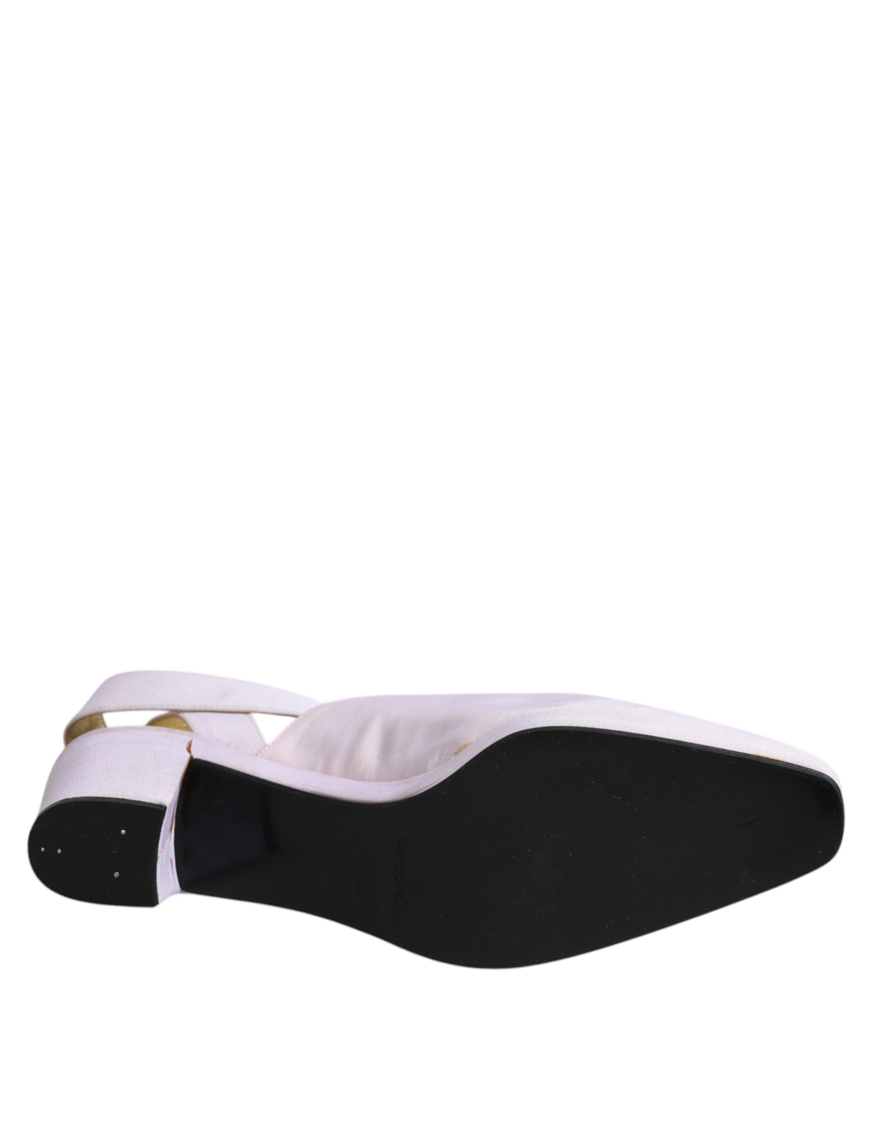 Dolce & Gabbana Off White Block Heel Slingback Sandals Shoes | Regal Royce