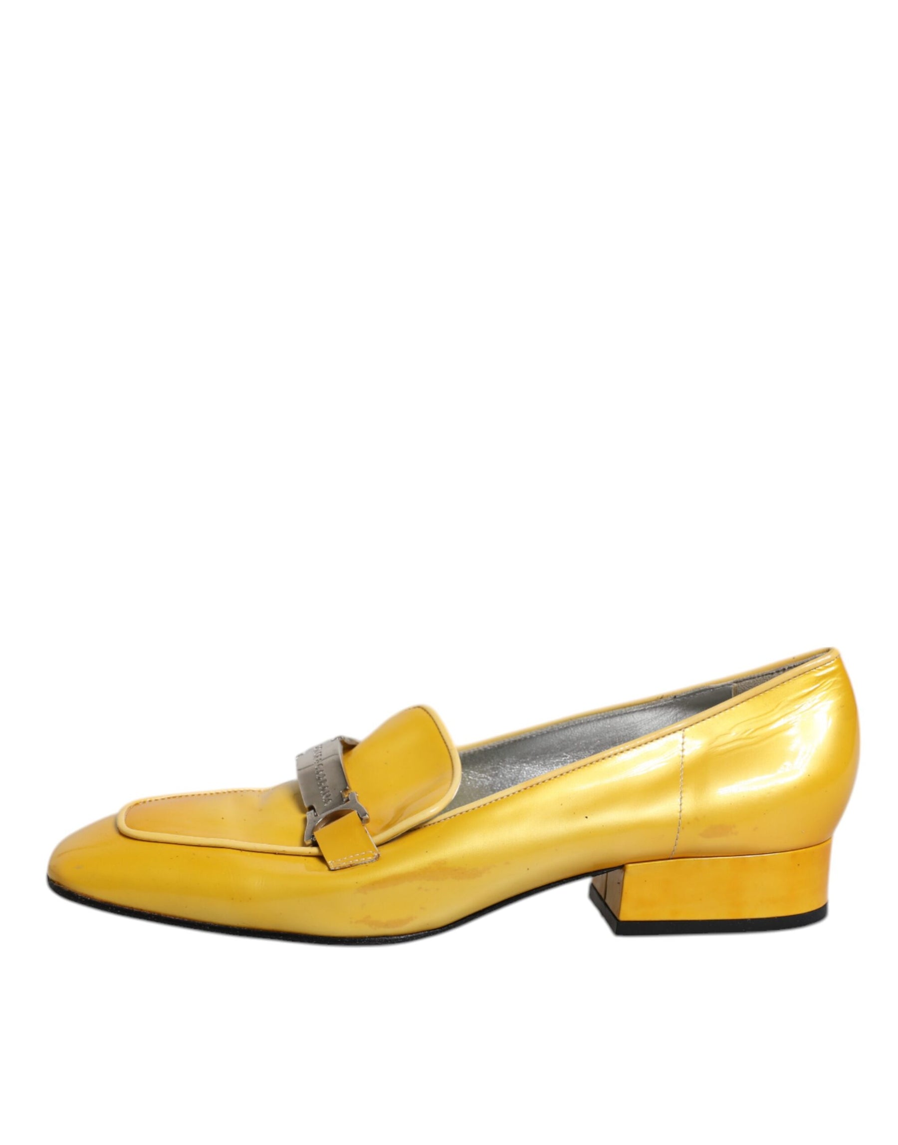Dolce & Gabbana Yellow Leather Logo Plaque Slip On Mocassin Shoes | Regal Royce