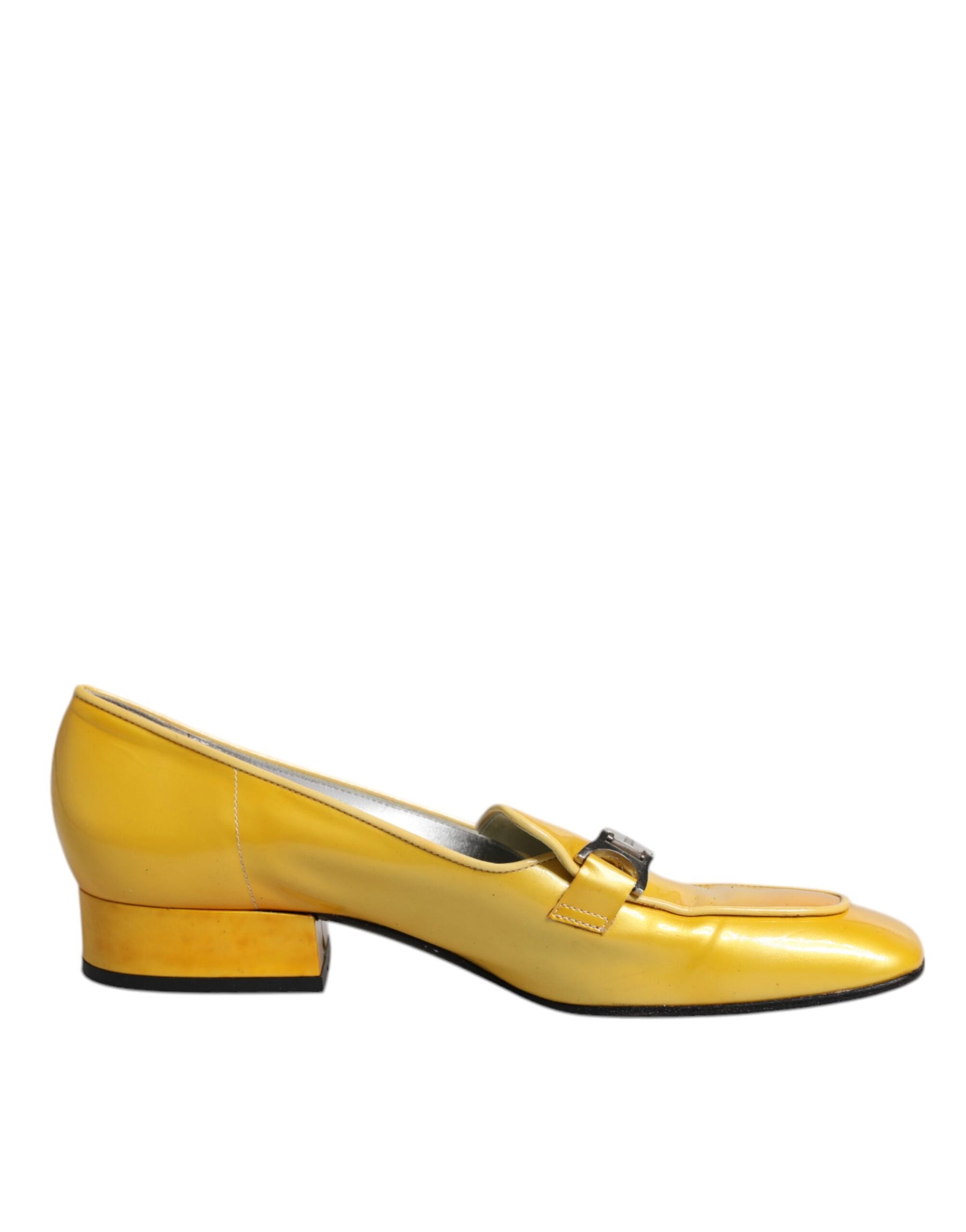 Dolce & Gabbana Yellow Leather Logo Plaque Slip On Mocassin Shoes | Regal Royce