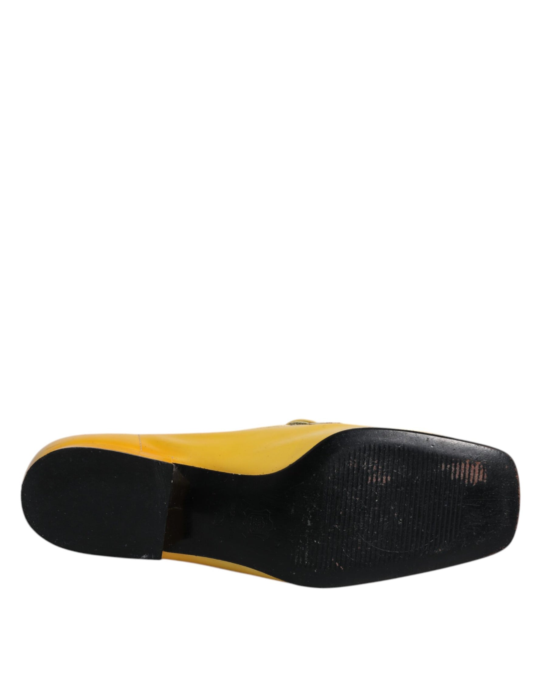 Dolce & Gabbana Yellow Leather Logo Plaque Slip On Mocassin Shoes | Regal Royce