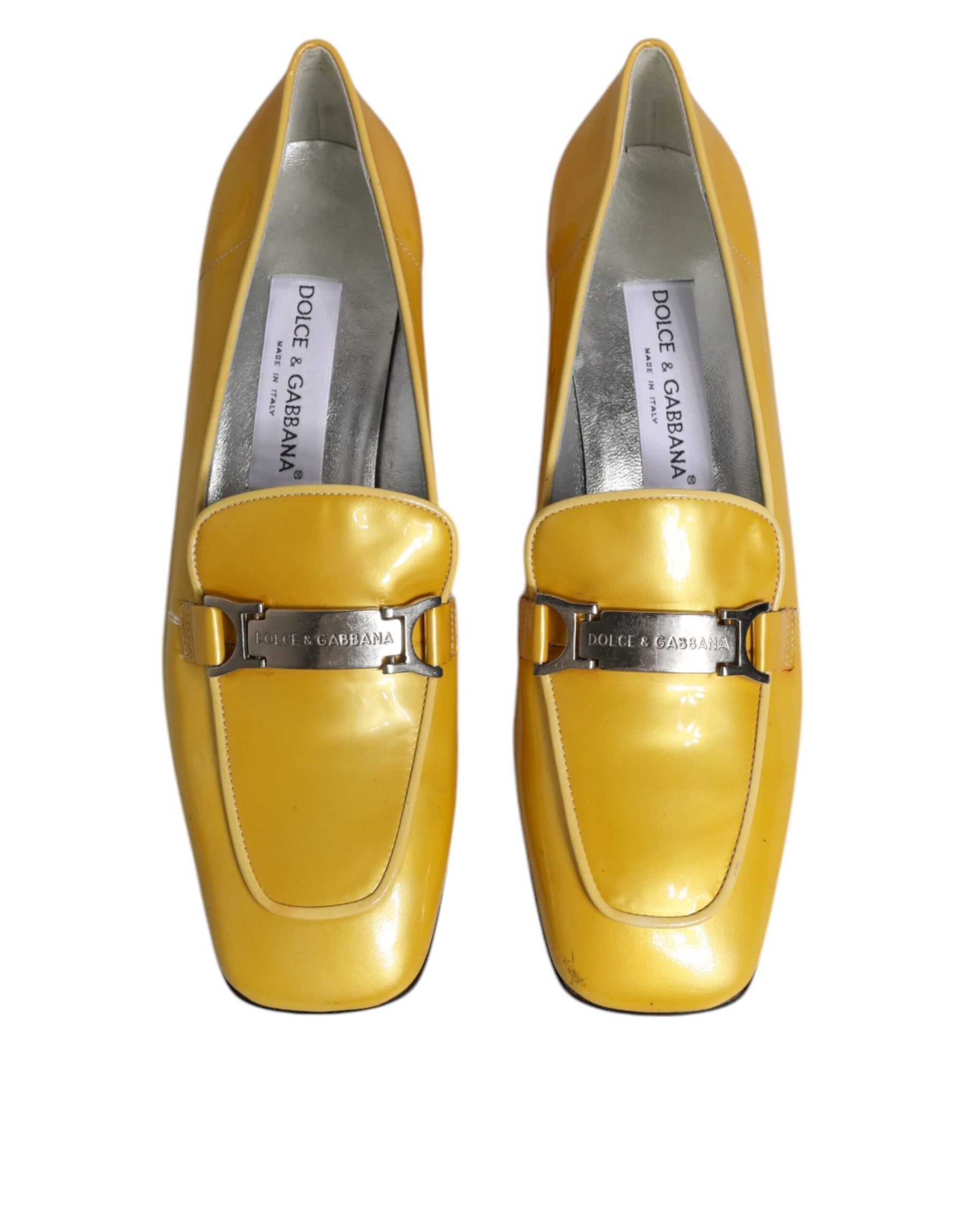 Dolce & Gabbana Yellow Leather Logo Plaque Slip On Mocassin Shoes | Regal Royce