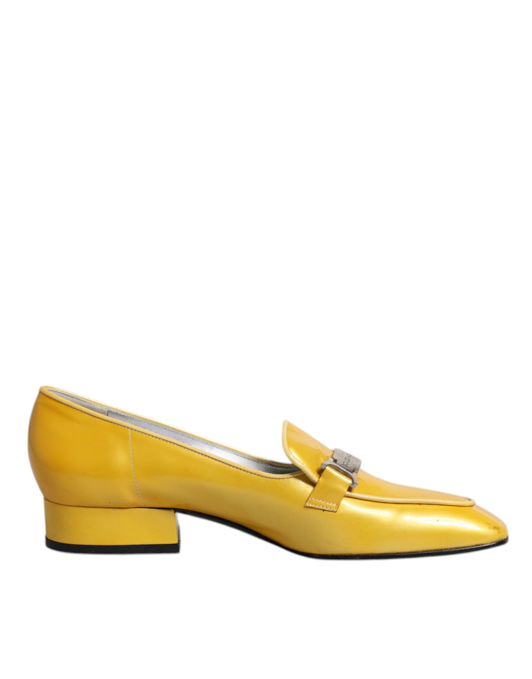 Dolce & Gabbana Yellow Leather Logo Plaque Slip On Mocassin Shoes | Regal Royce