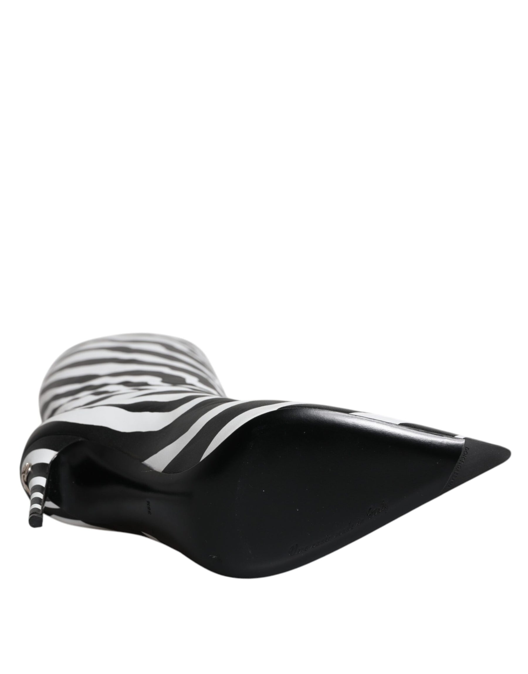 Dolce & Gabbana Black White Zebra Heels High Boots Shoes | Regal Royce