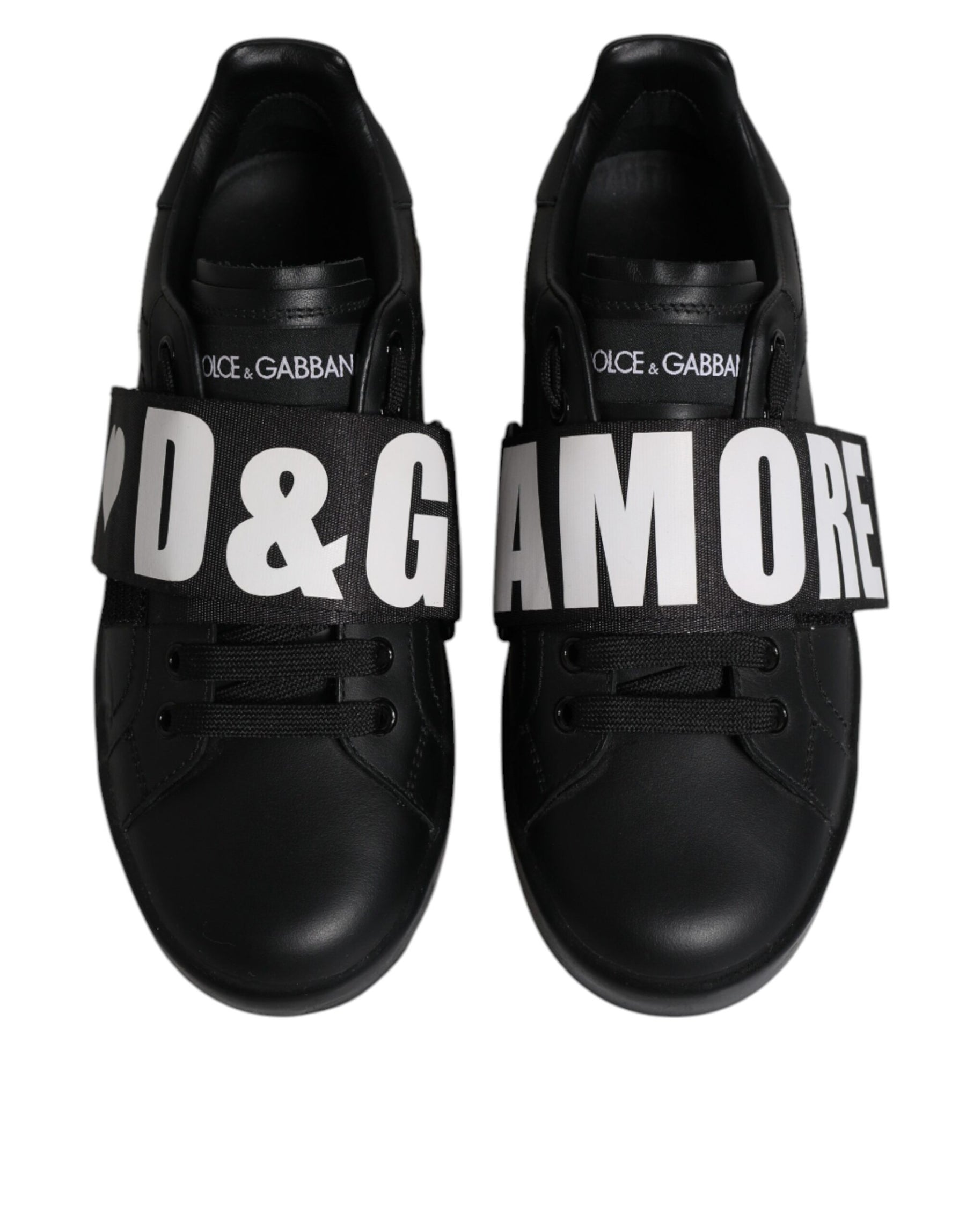 Dolce & Gabbana Black D&G AMORE Low Top Sneakers Shoes | Regal Royce