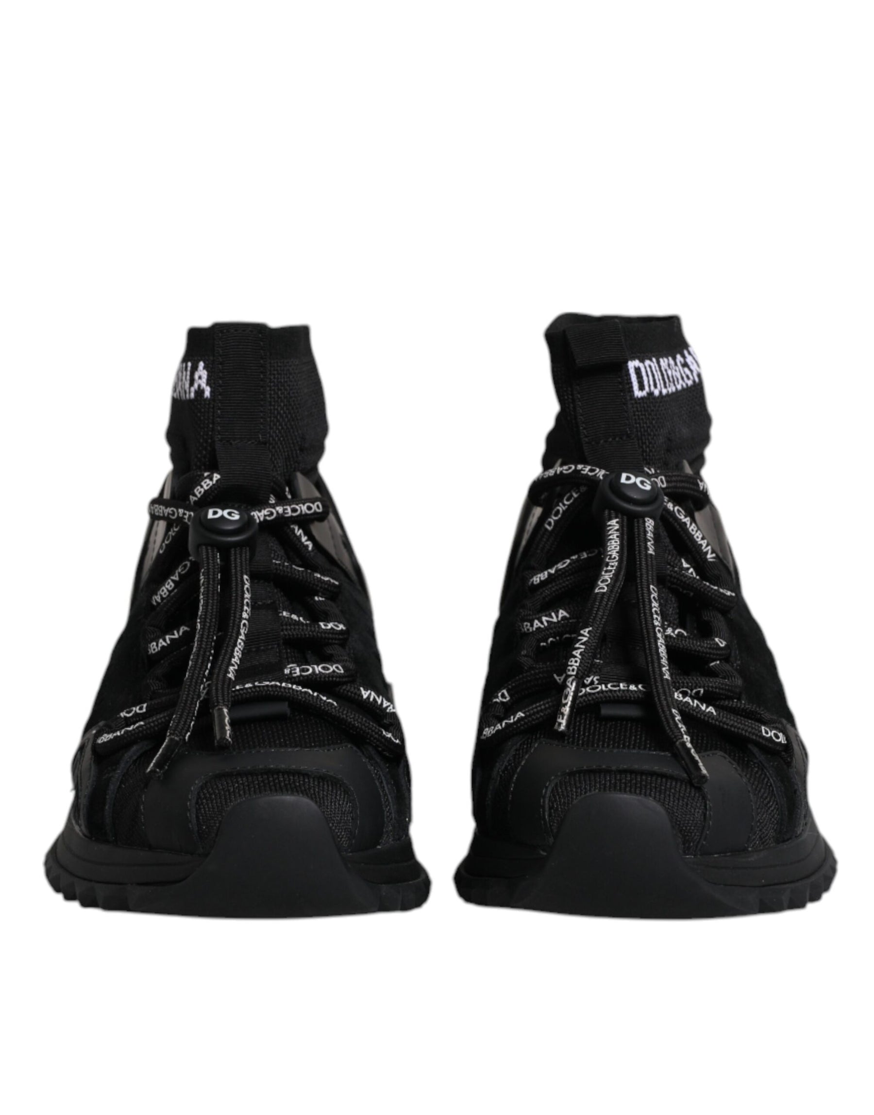 Dolce & Gabbana Black Sorrento Socks Logo Sneakers Shoes | Regal Royce