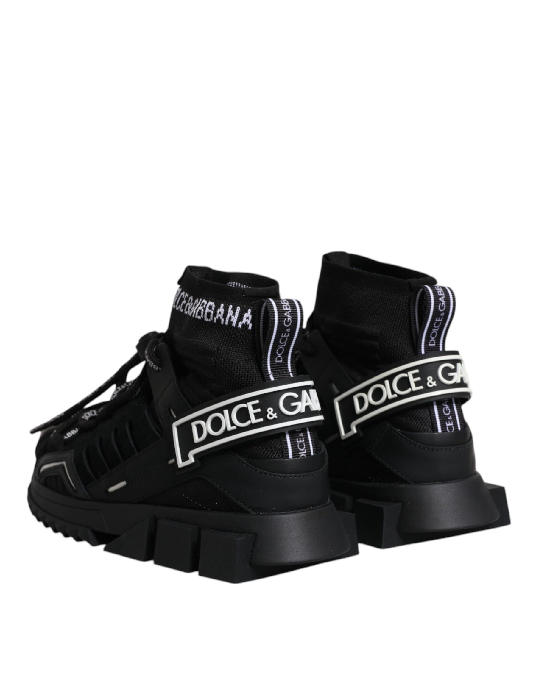 Dolce & Gabbana Black Sorrento Socks Logo Sneakers Shoes | Regal Royce